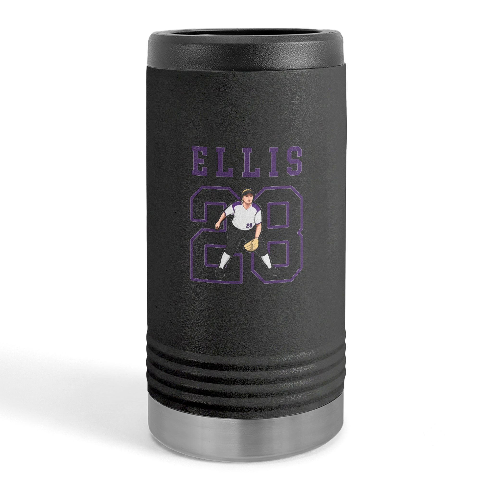 Slim Stainless Can Cooler — character_shirsey in Black