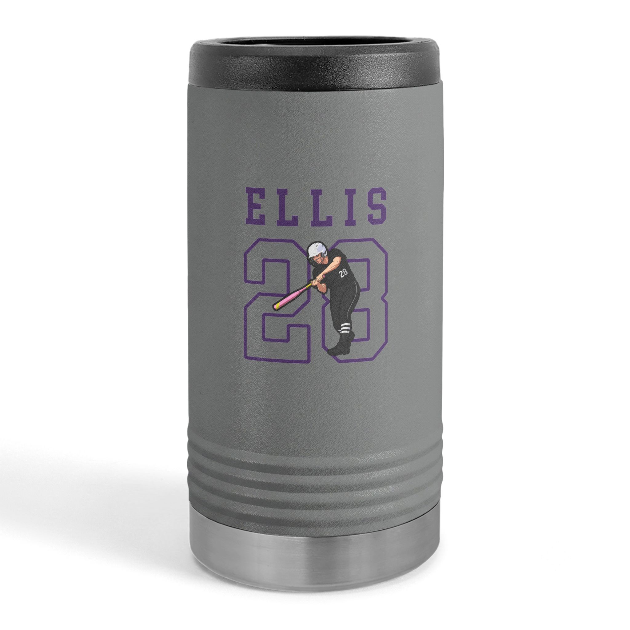 Slim Stainless Can Cooler — character_shirsey in Grey