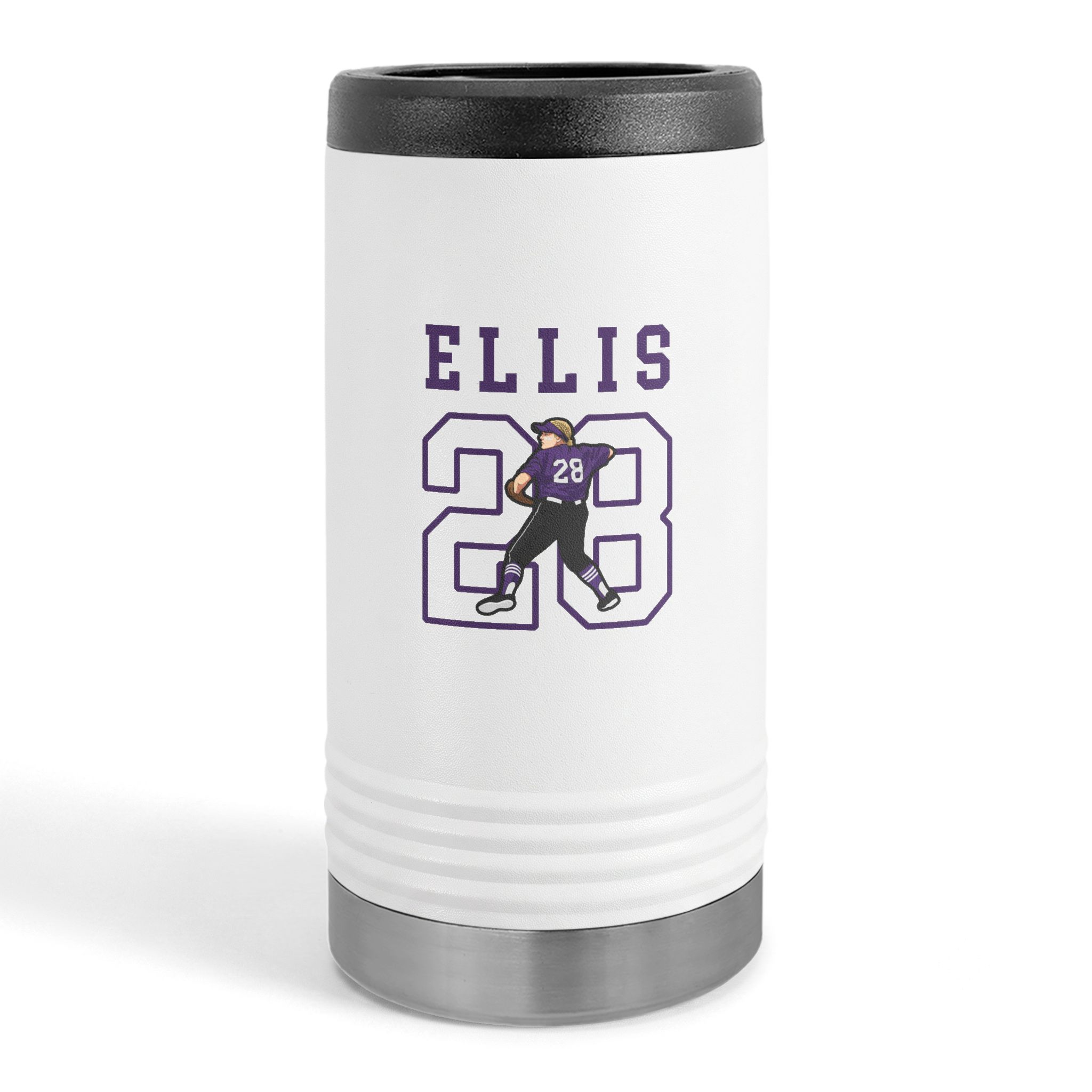 Slim Stainless Can Cooler — character_shirsey in White