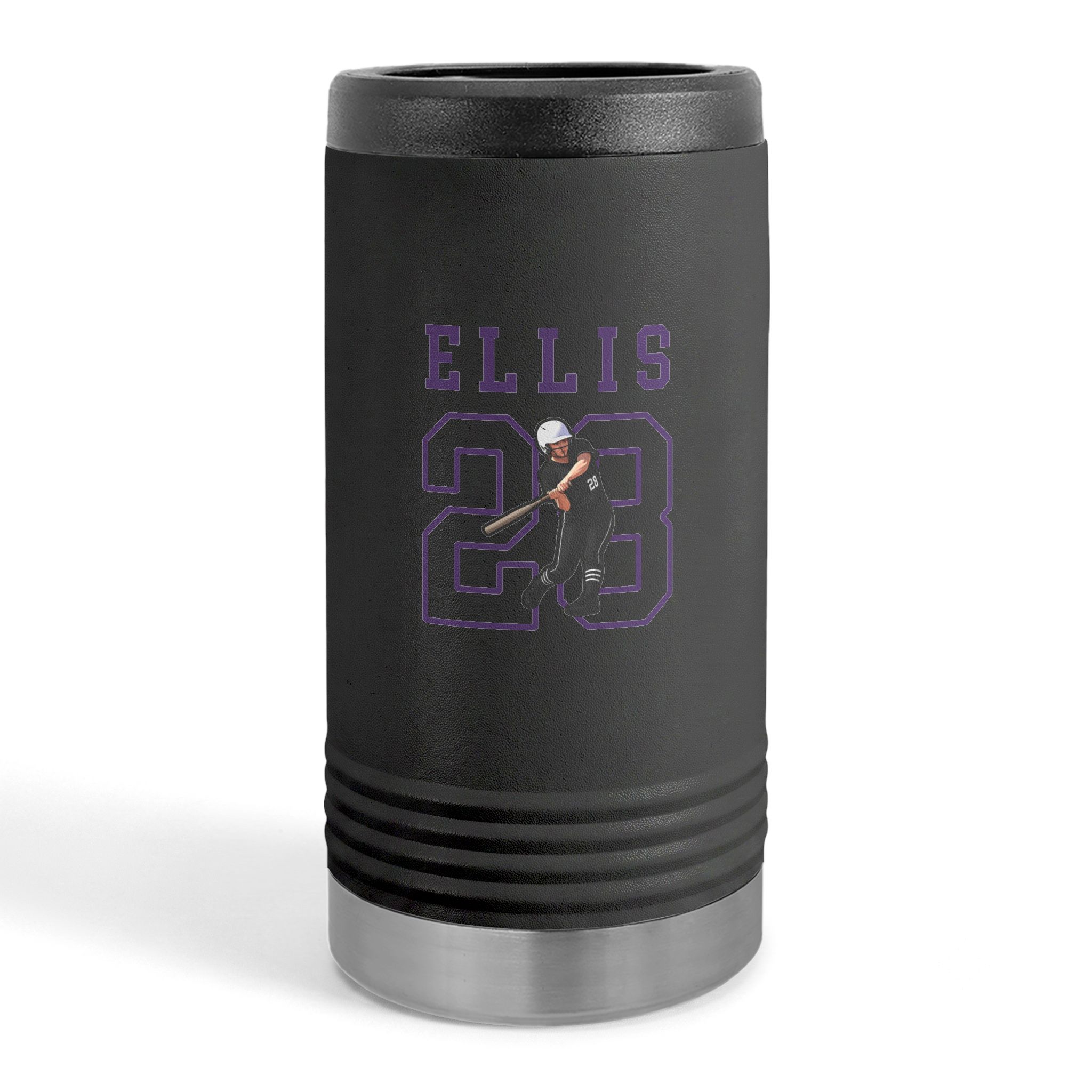 Slim Stainless Can Cooler — character_shirsey in Black