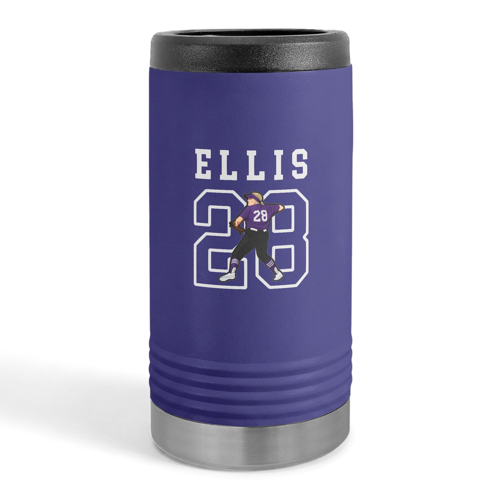 Slim Stainless Can Cooler — character_shirsey in Purple