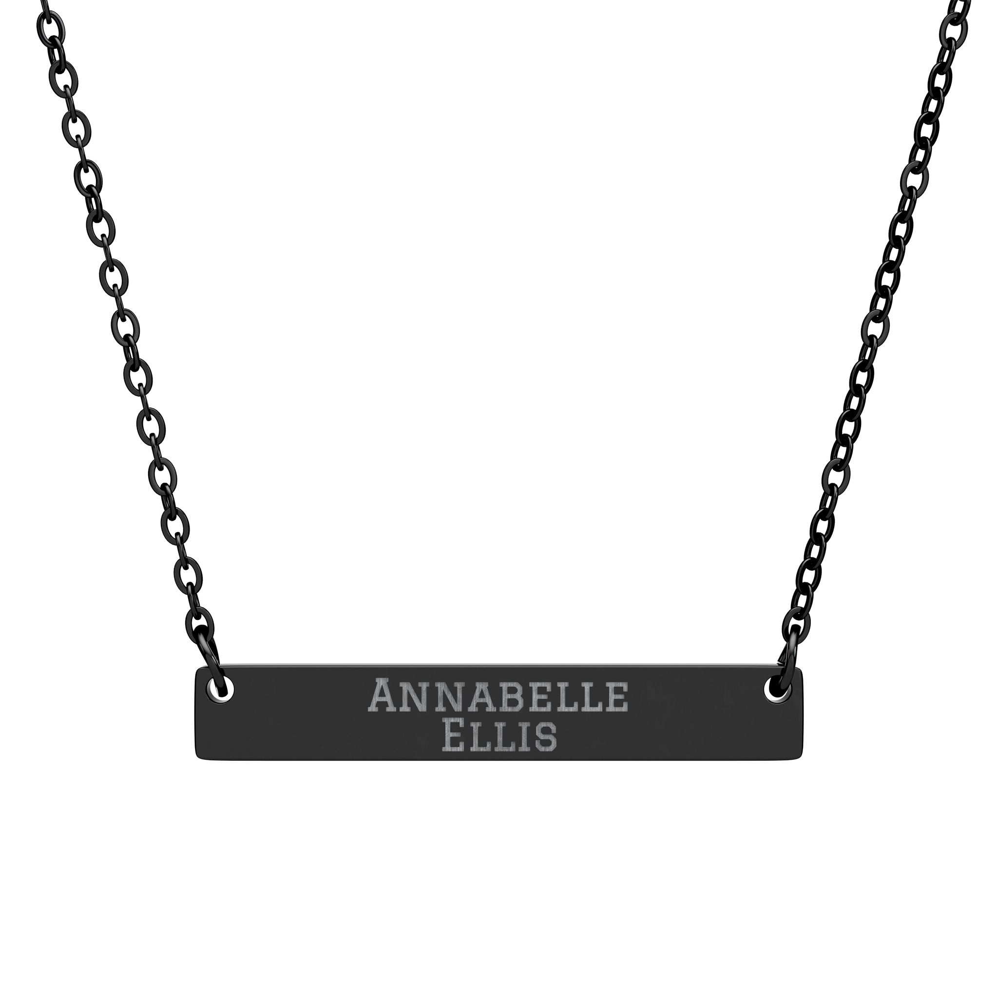 Engraved Bar Necklace — Classic in Black