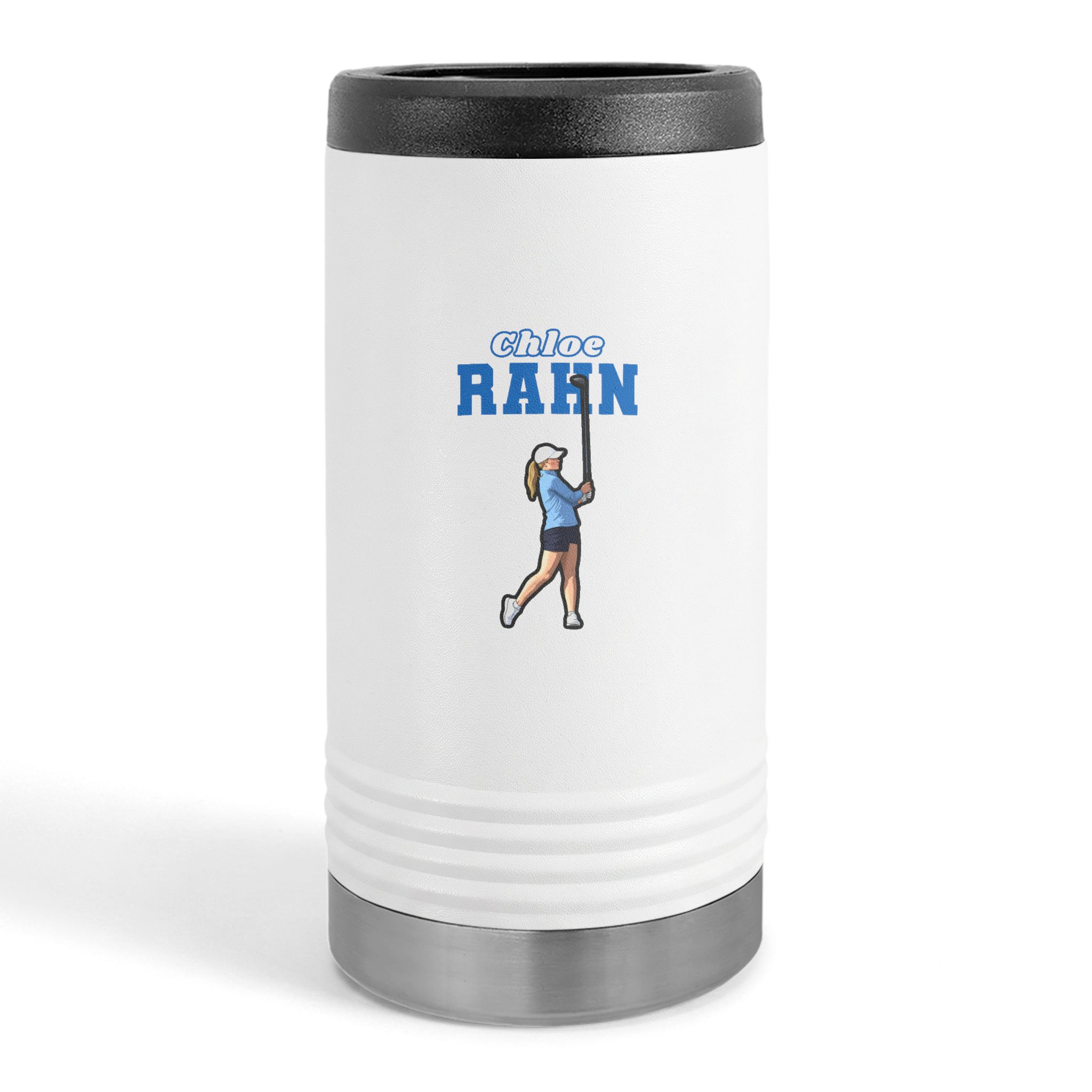 Slim Stainless Can Cooler — character_name_arch in White