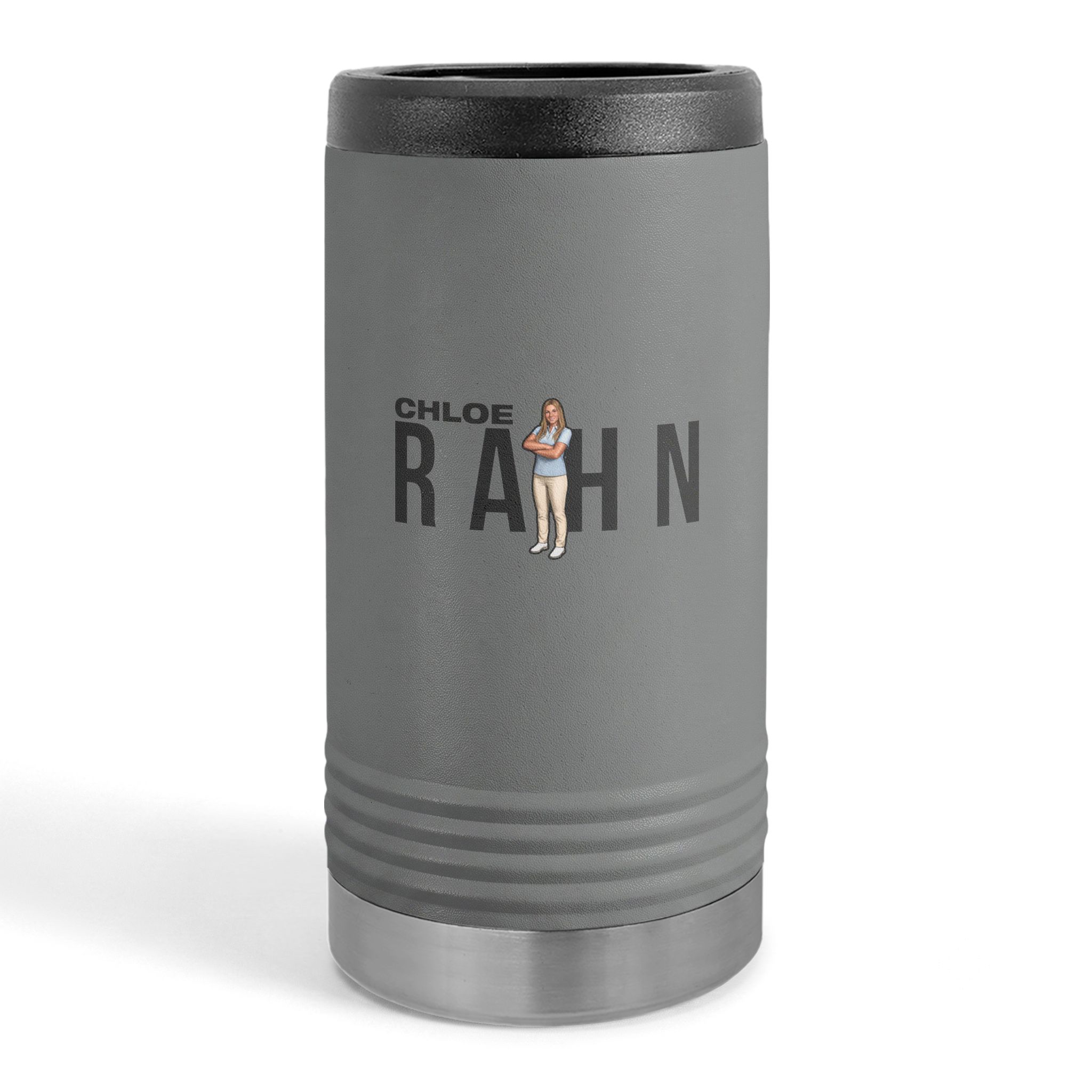 Slim Stainless Can Cooler — character_player_name in Grey