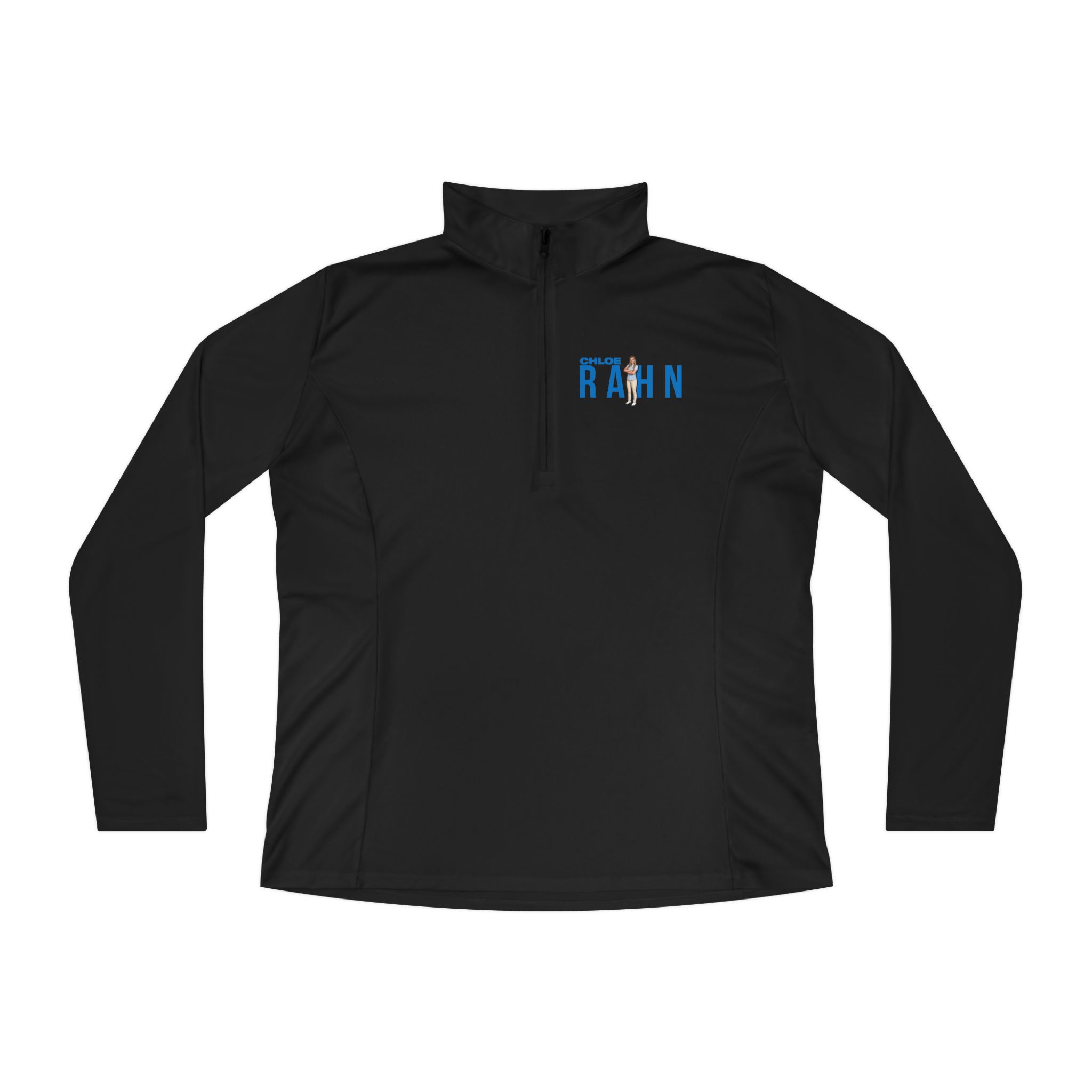 Women's Q-Zip Pullover — character_player_name in Black
