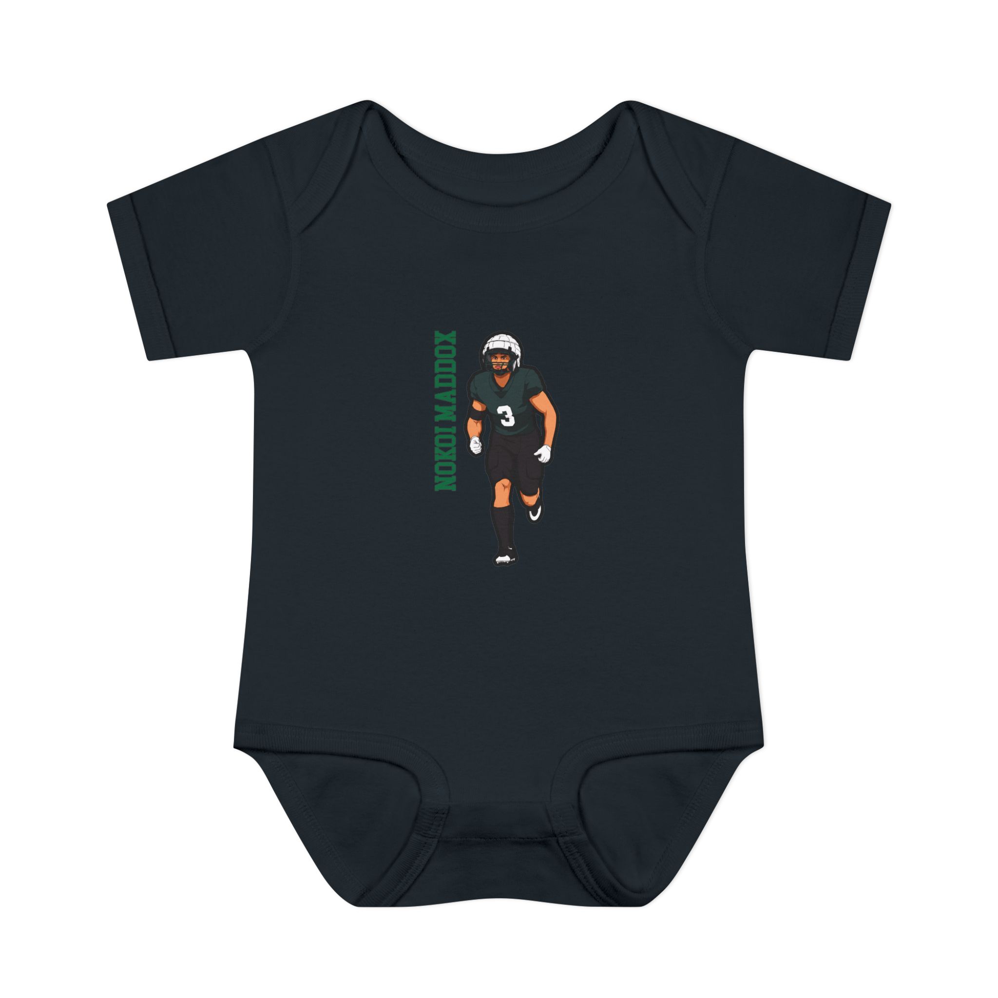 Baby Onesie — character_name_vertical in Black