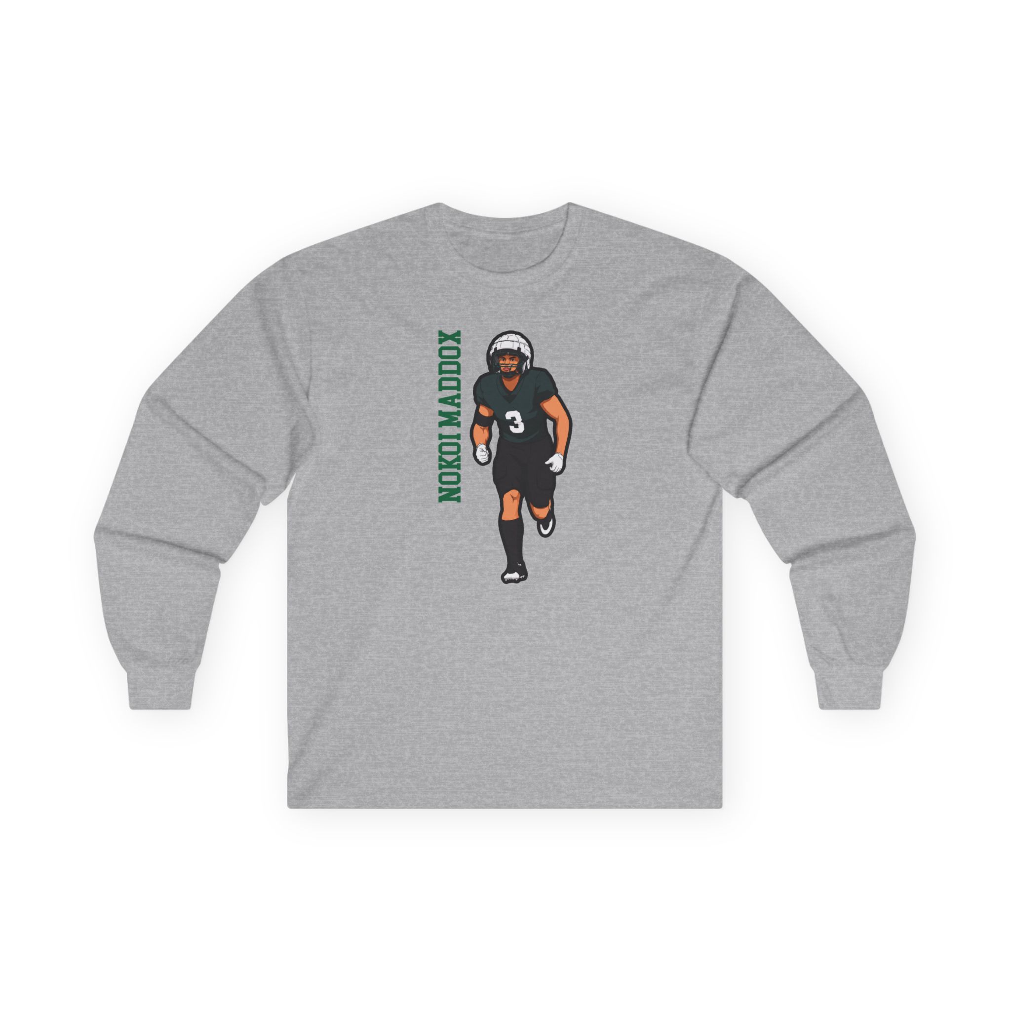 Long Sleeve Tee — character_name_vertical in Grey