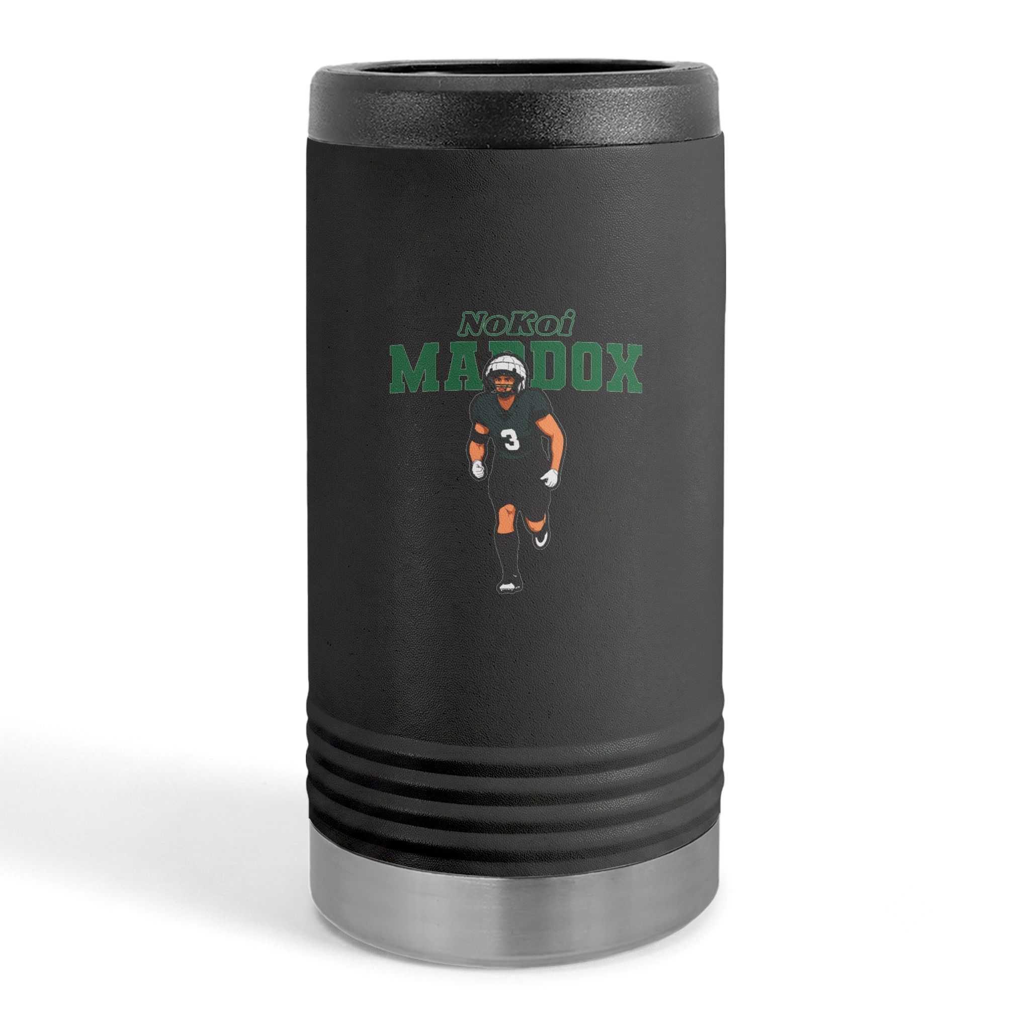 Slim Stainless Can Cooler — character_name_arch in Black