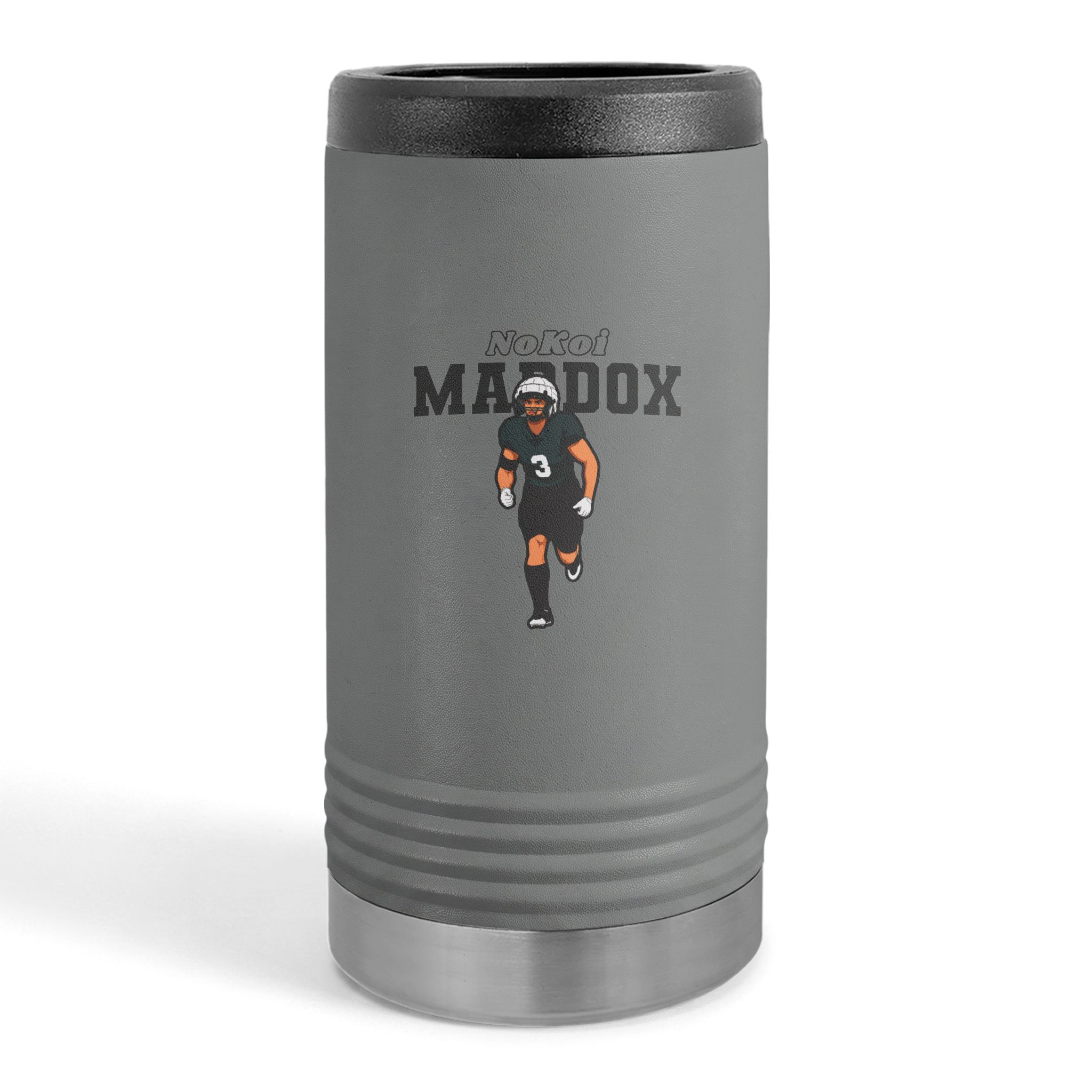 Slim Stainless Can Cooler — character_name_arch in Grey