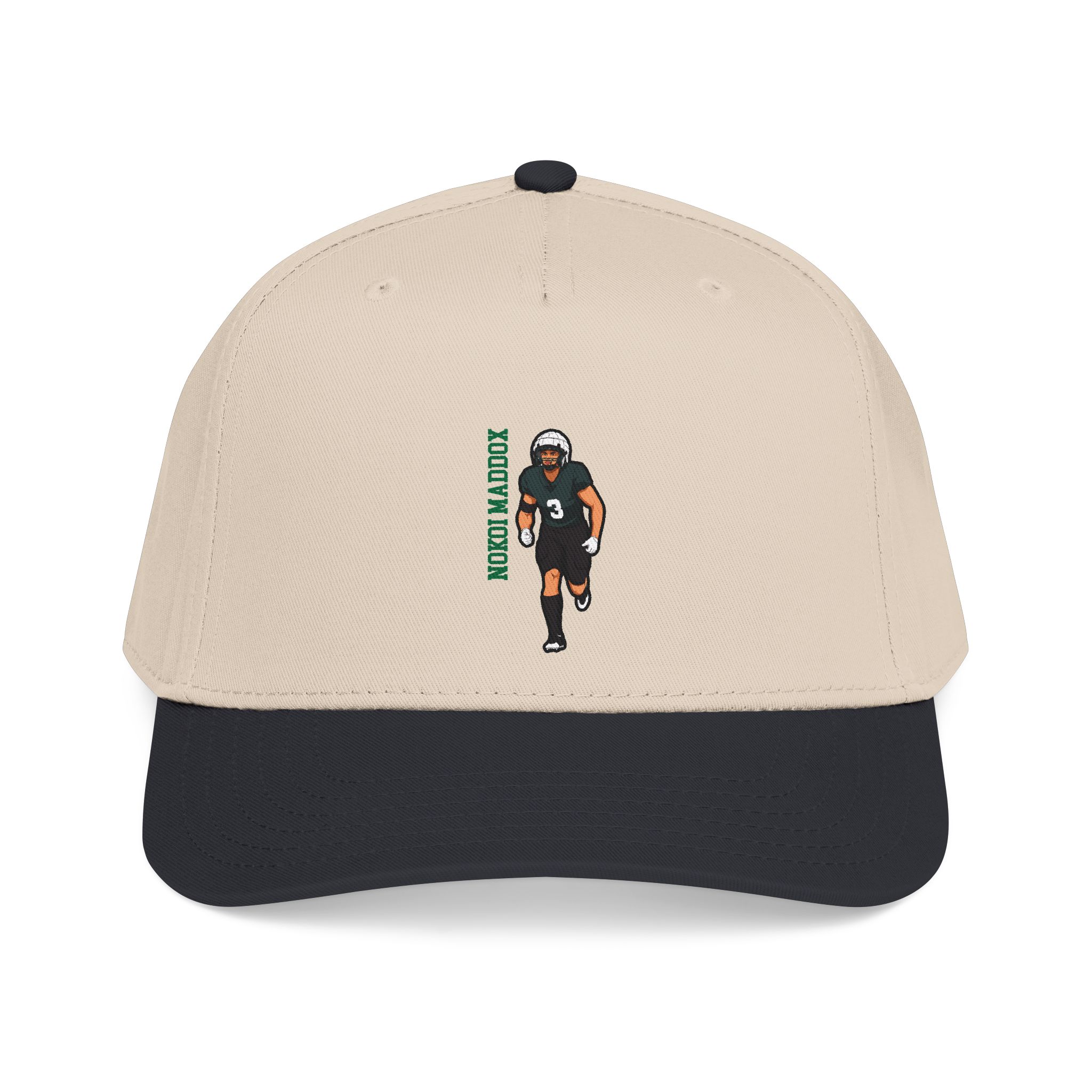 Baseball Cap — character_name_vertical in Black / Natural