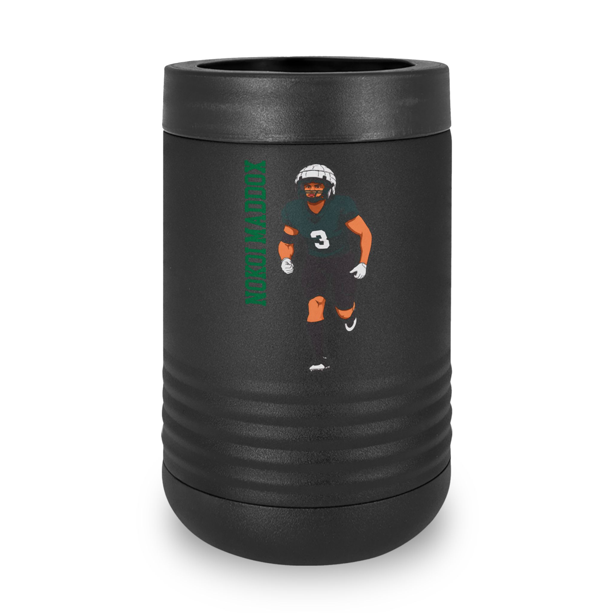 Stainless Can Cooler — character_name_vertical in Black