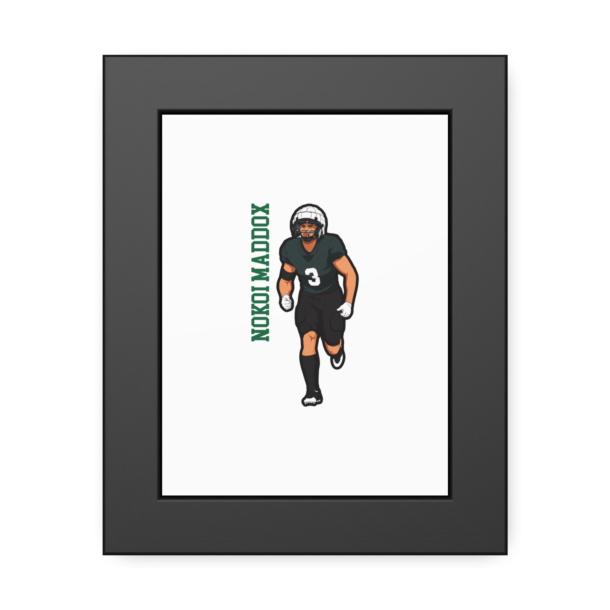 Framed Poster — character_name_vertical in Black