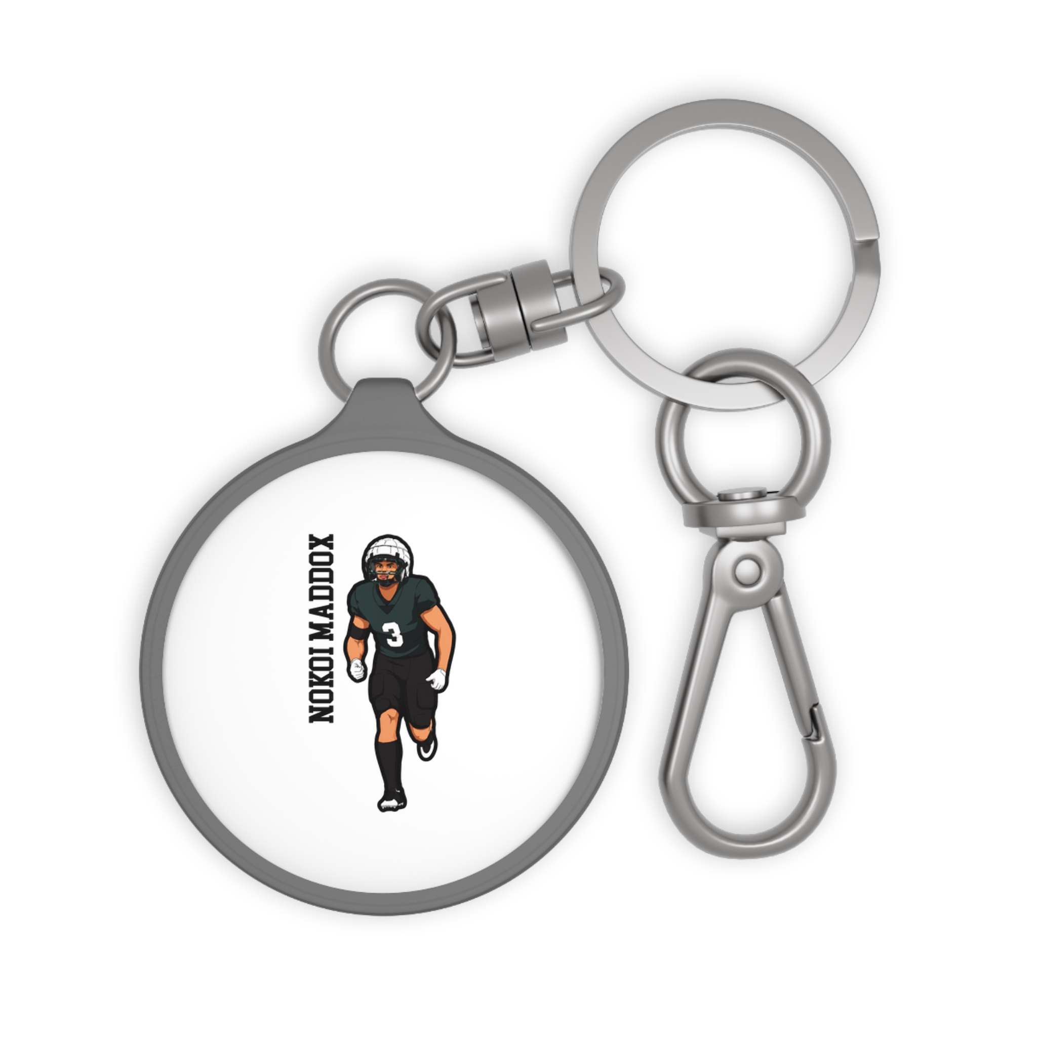 Keychain — character_name_vertical in Grey