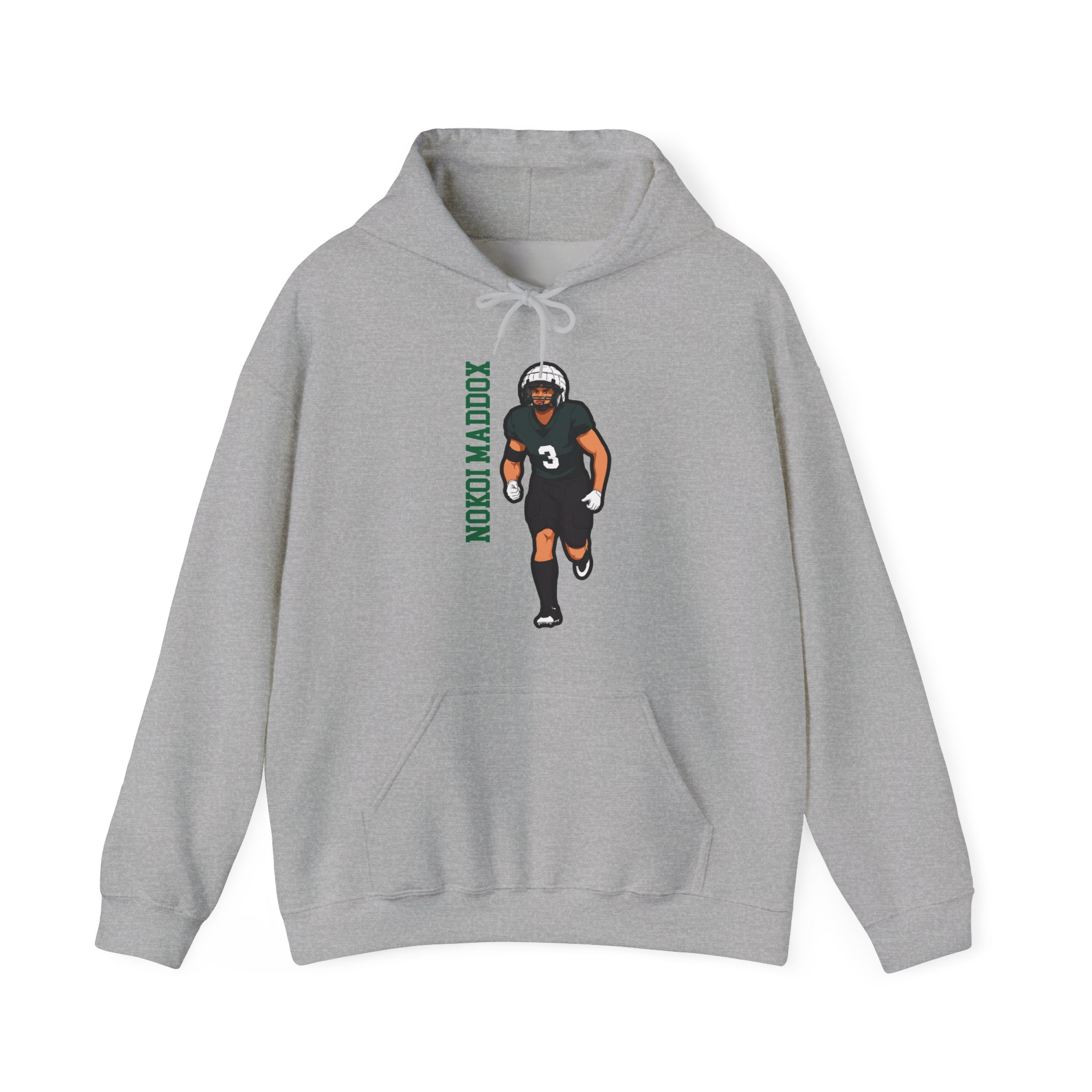 Hoodie — character_name_vertical in Grey