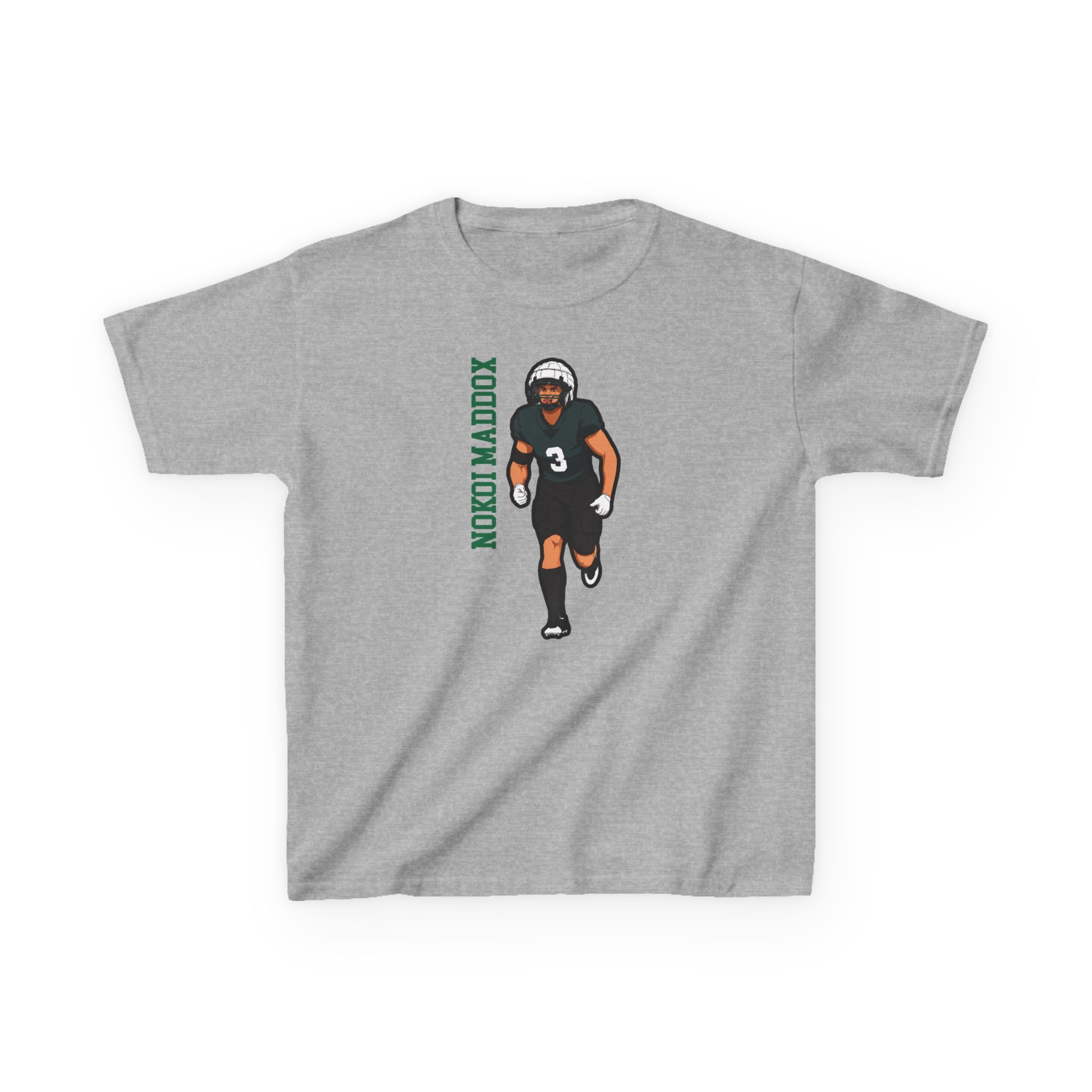 Youth Tee — character_name_vertical in Grey