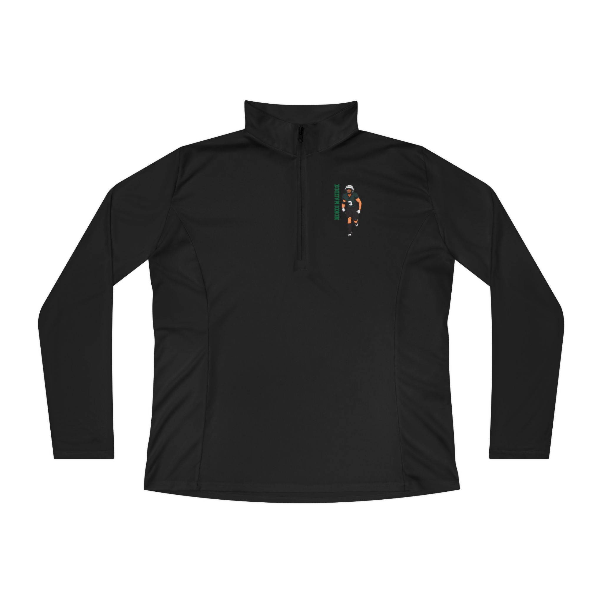 Women's Q-Zip Pullover — character_name_vertical in Black