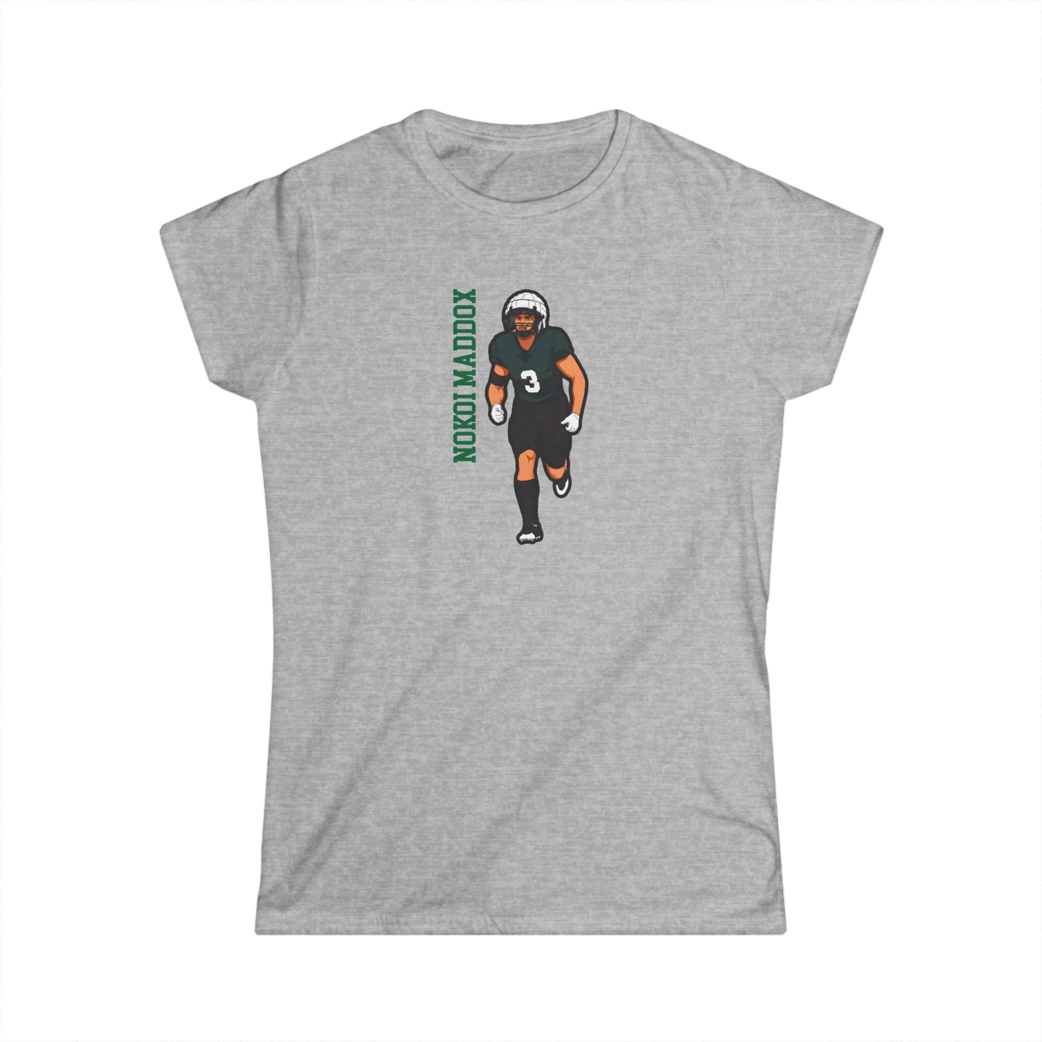 Women's Softstyle Tee — character_name_vertical in Grey