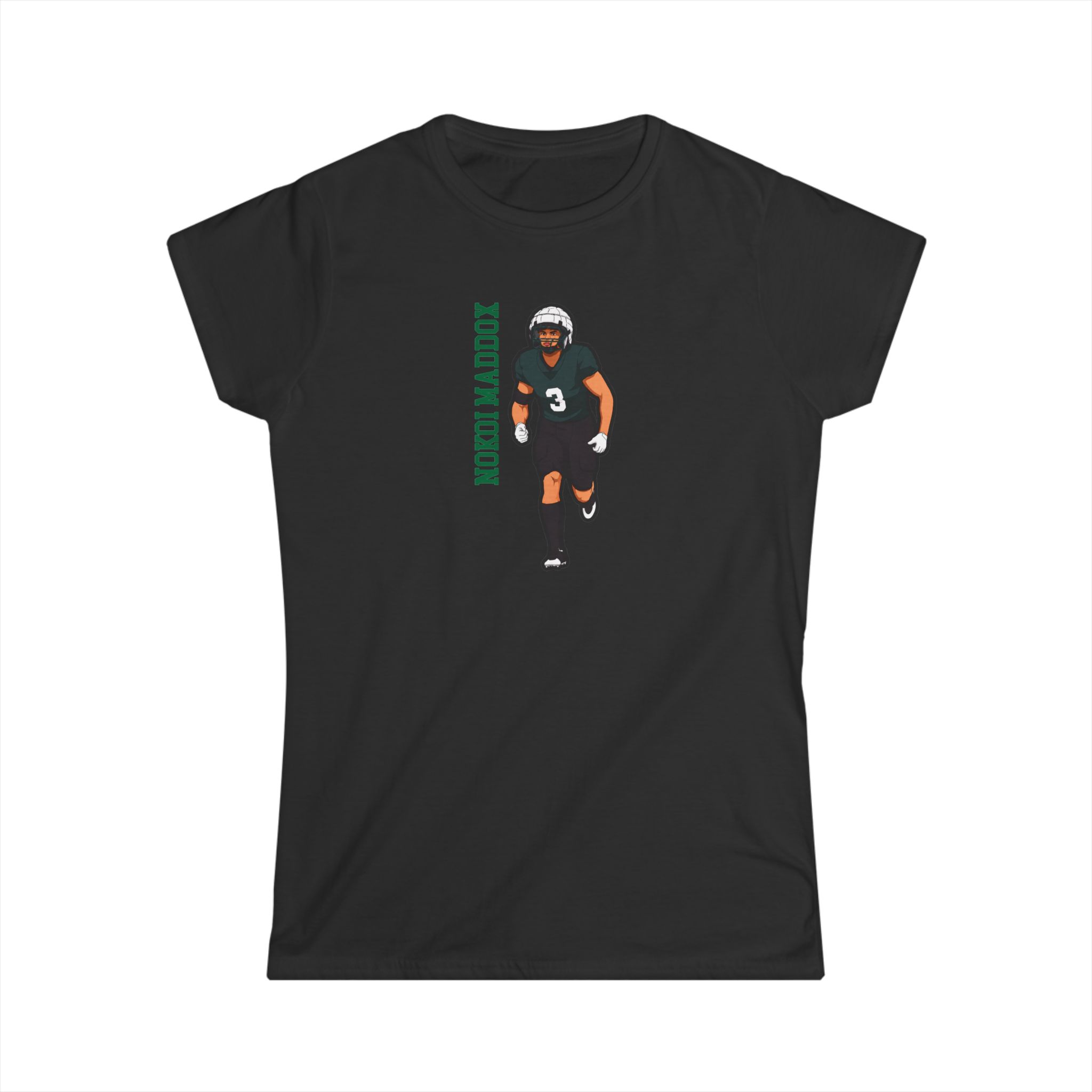 Women's Softstyle Tee — character_name_vertical in Black