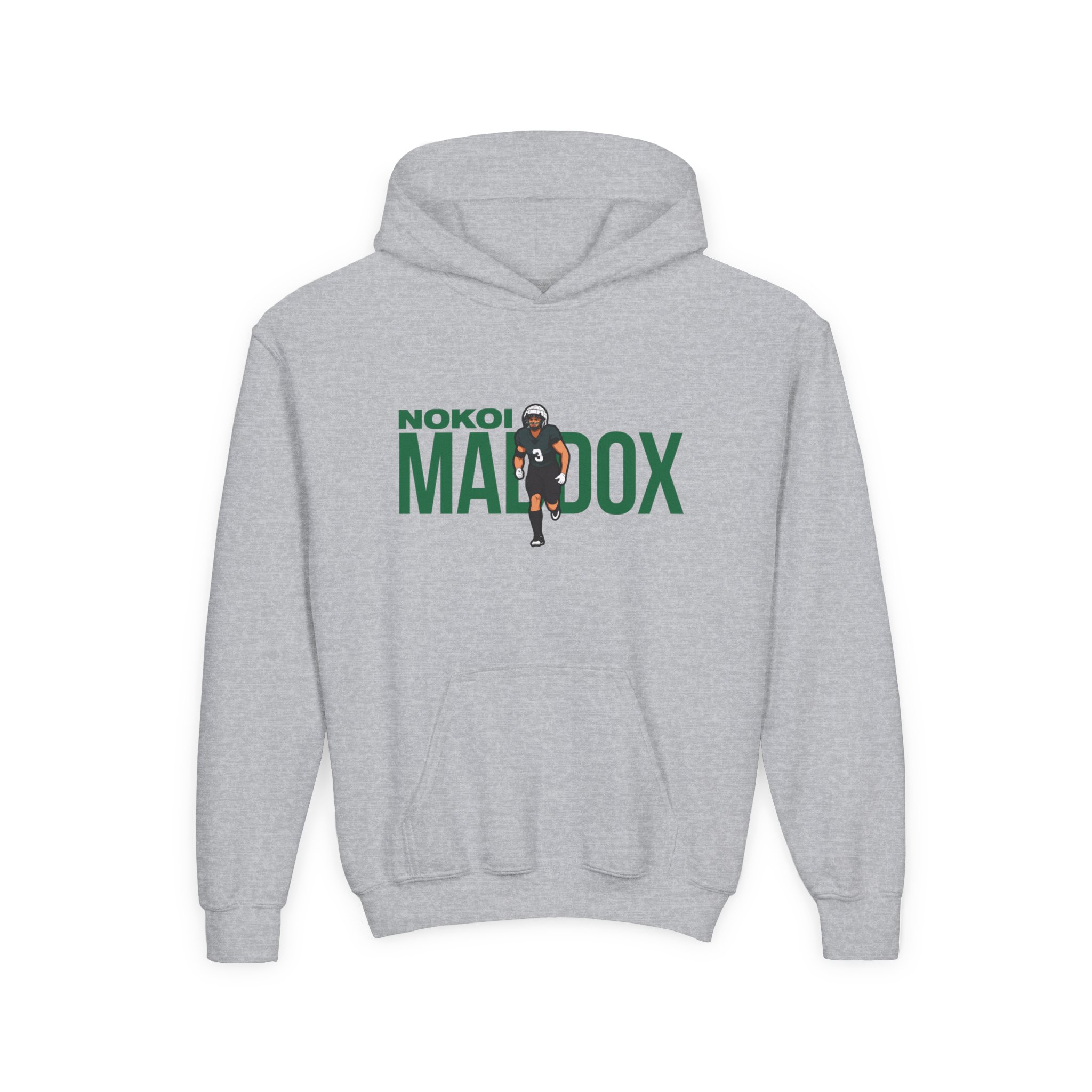 Youth Hoodie — character_player_name in Grey
