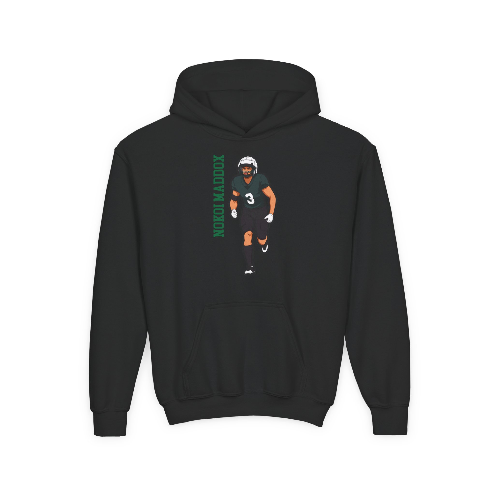 Youth Hoodie — character_name_vertical in Black