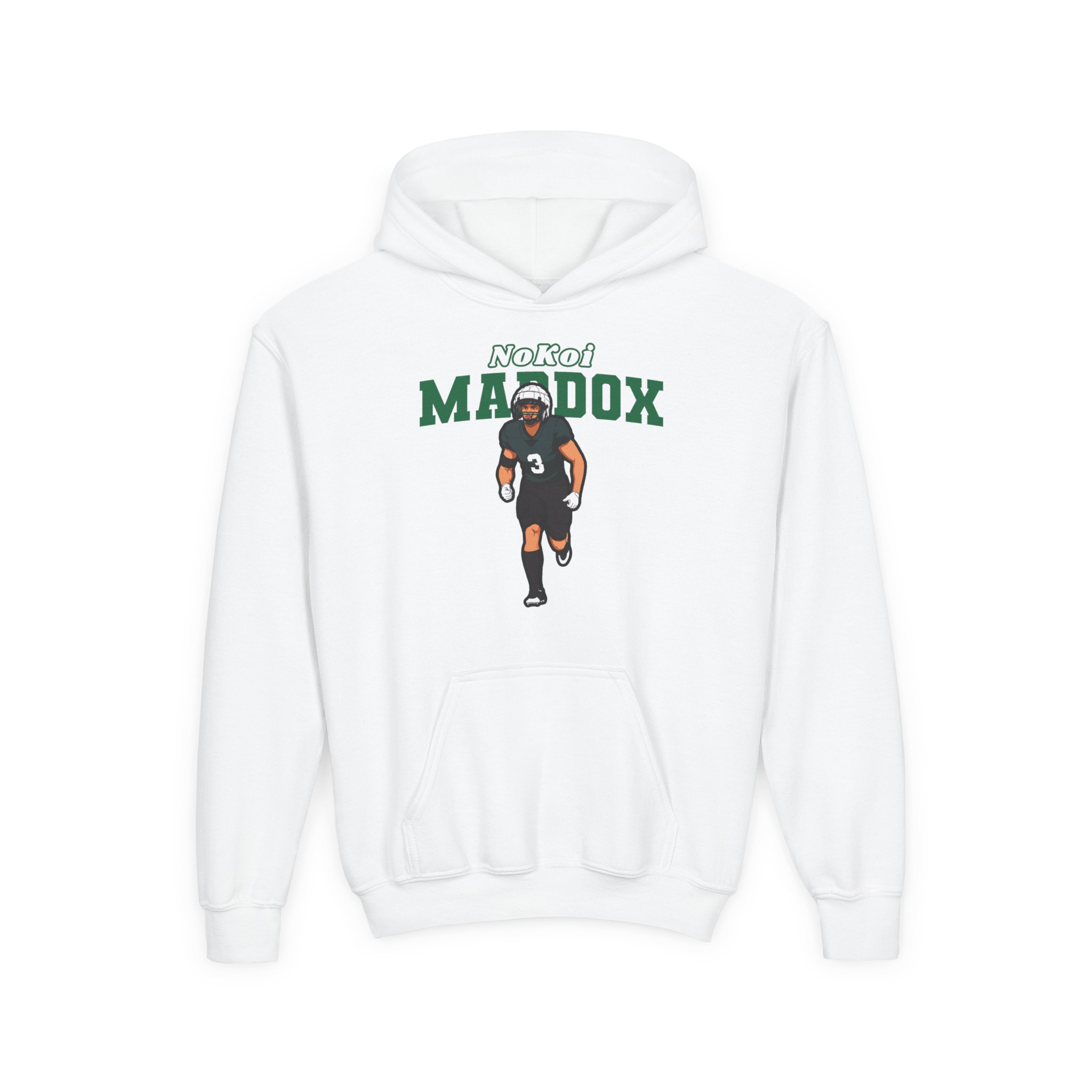 Youth Hoodie — character_name_arch in White