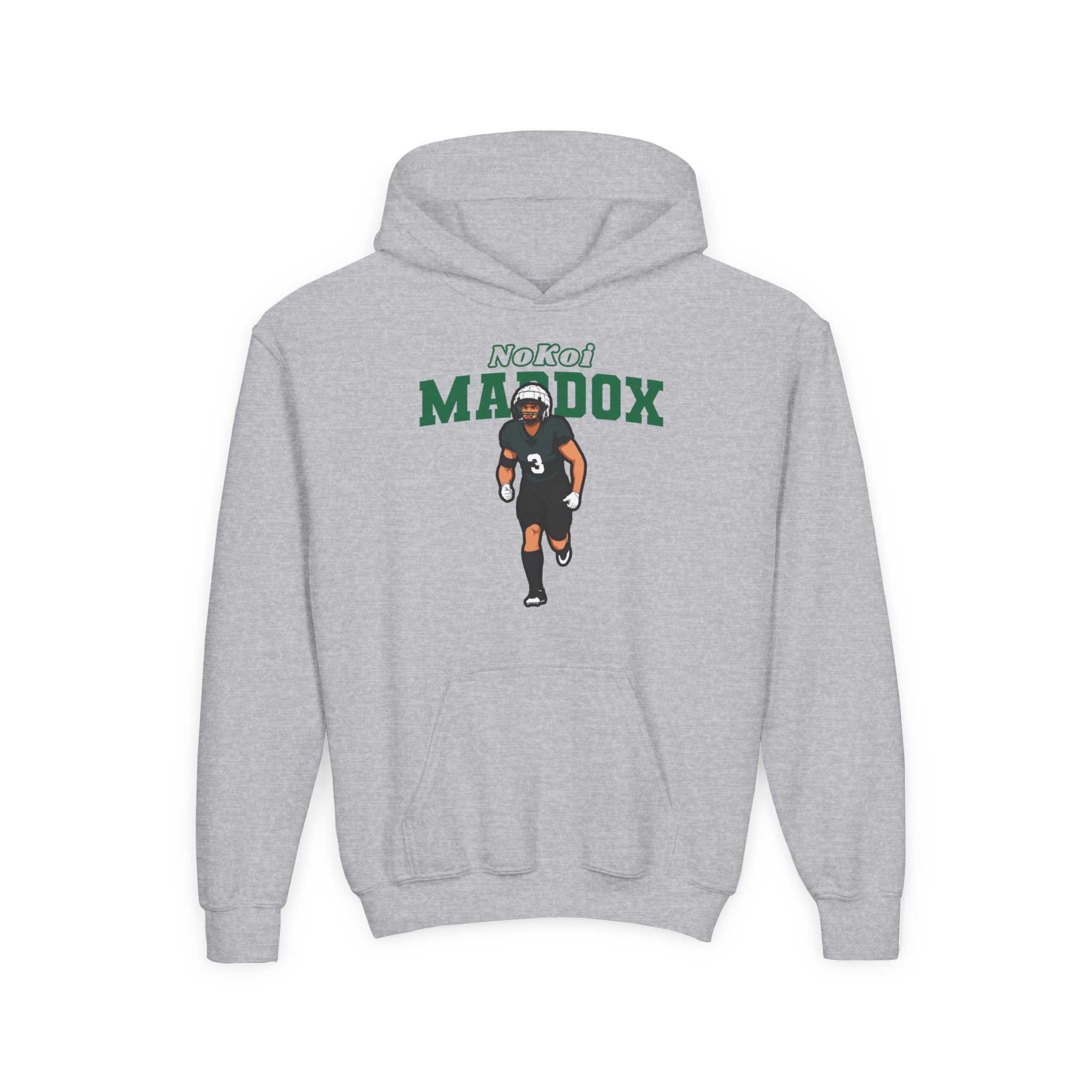 Youth Hoodie — character_name_arch in Grey