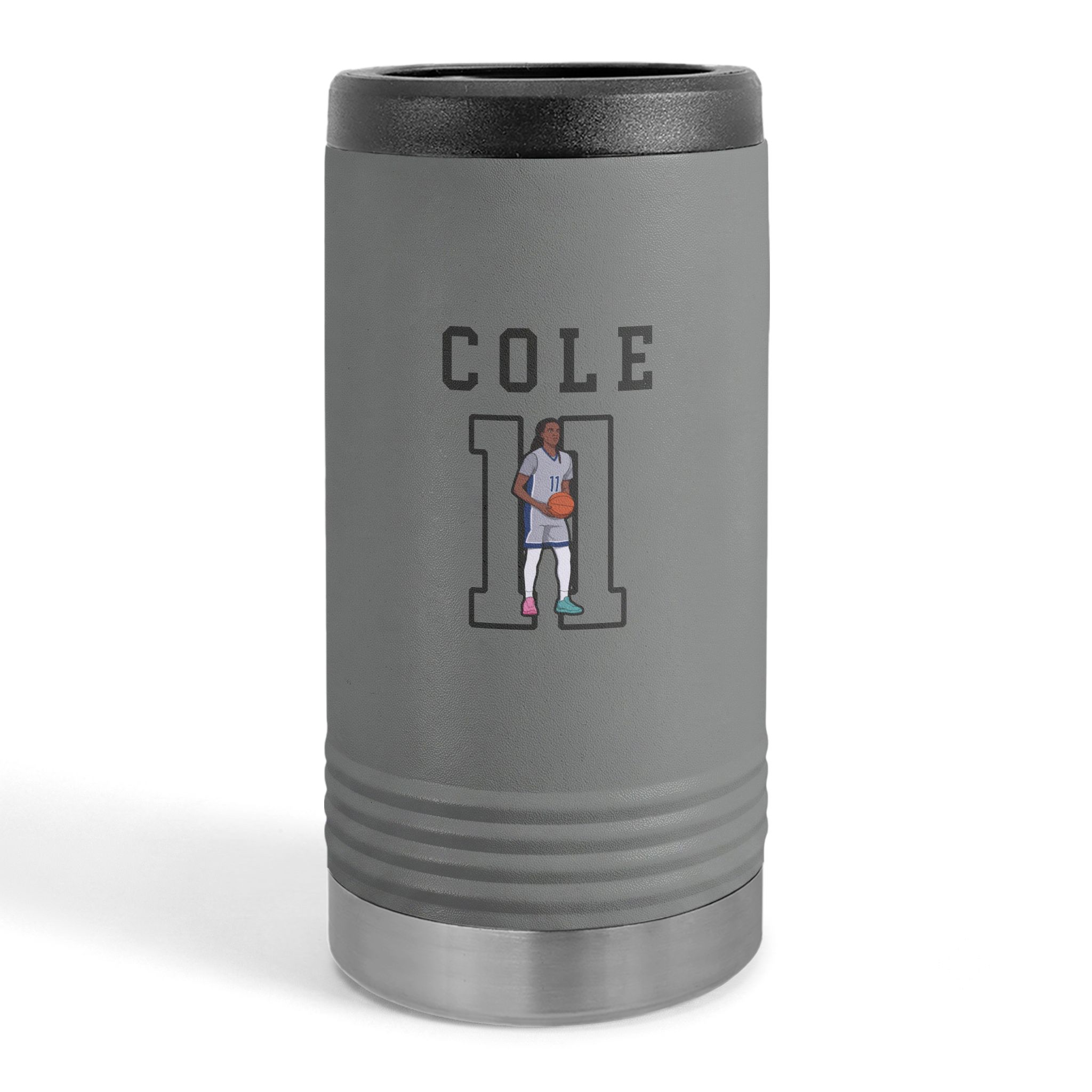 Slim Stainless Can Cooler — character_shirsey in Grey