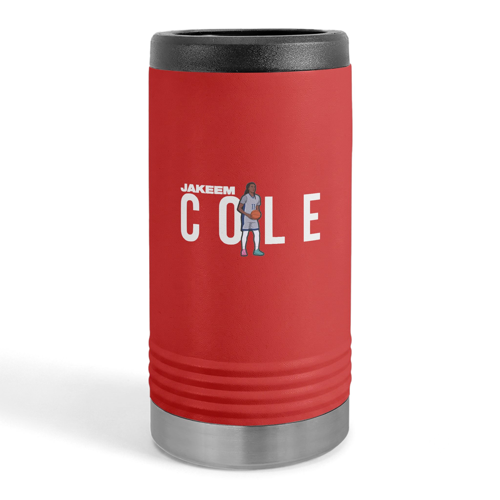 Slim Stainless Can Cooler — character_player_name in Red