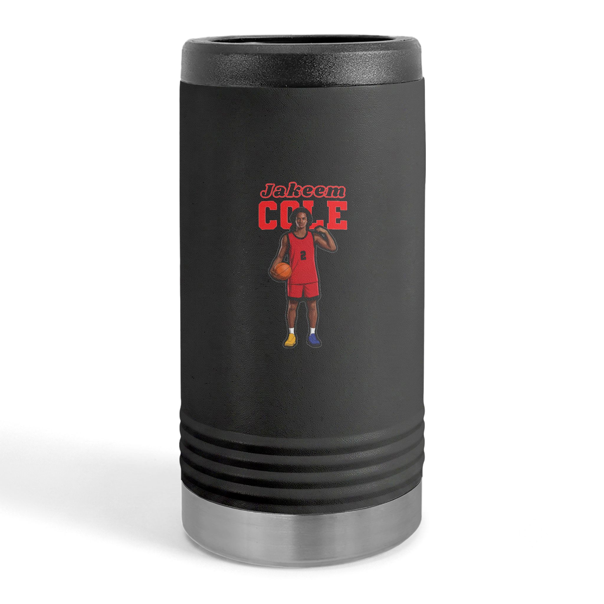 Slim Stainless Can Cooler — character_name_arch in Black