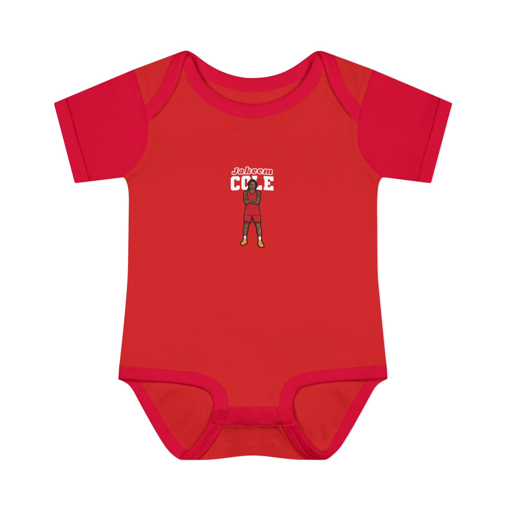 Baby Onesie — character_name_arch in Red