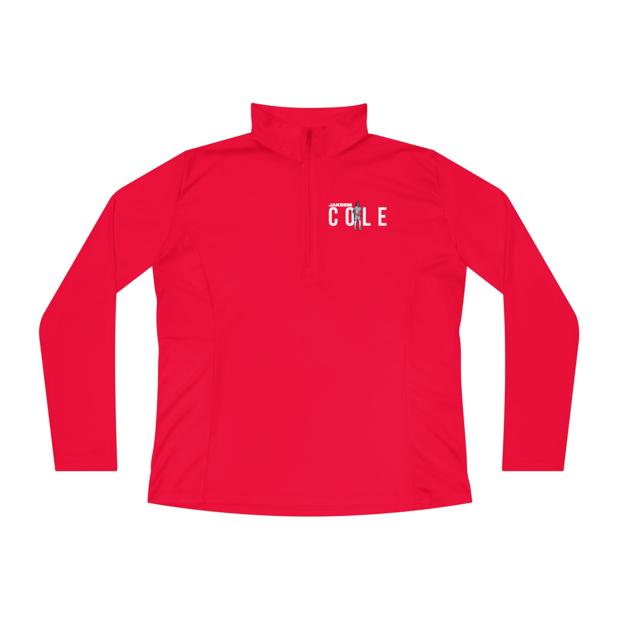 Women's Q-Zip Pullover — character_player_name in Red