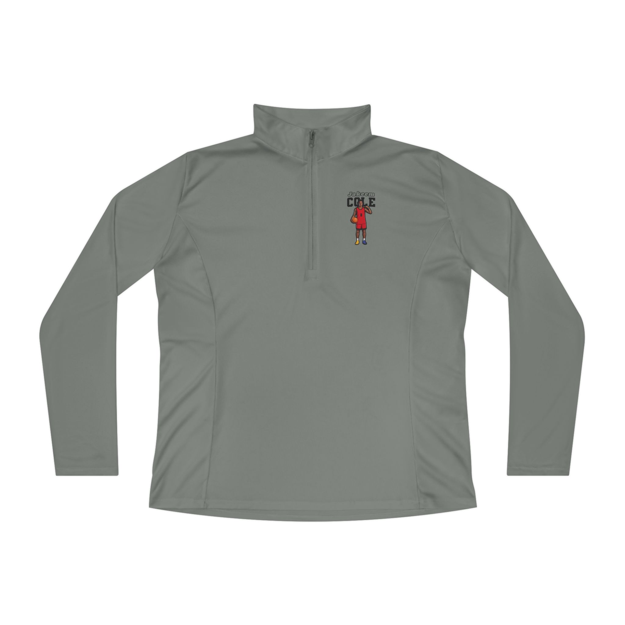 Women's Q-Zip Pullover — character_name_arch in Grey