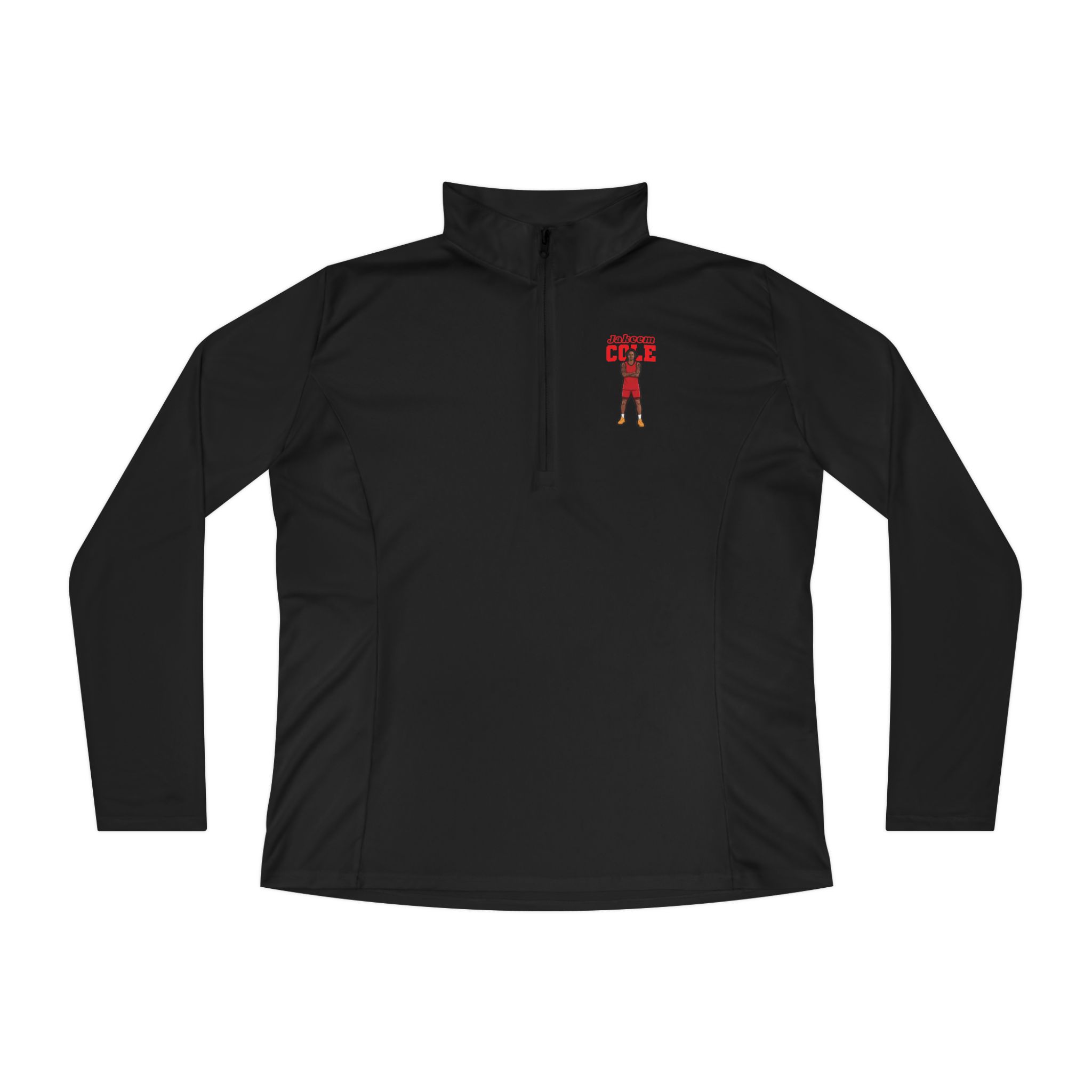 Women's Q-Zip Pullover — character_name_arch in Black