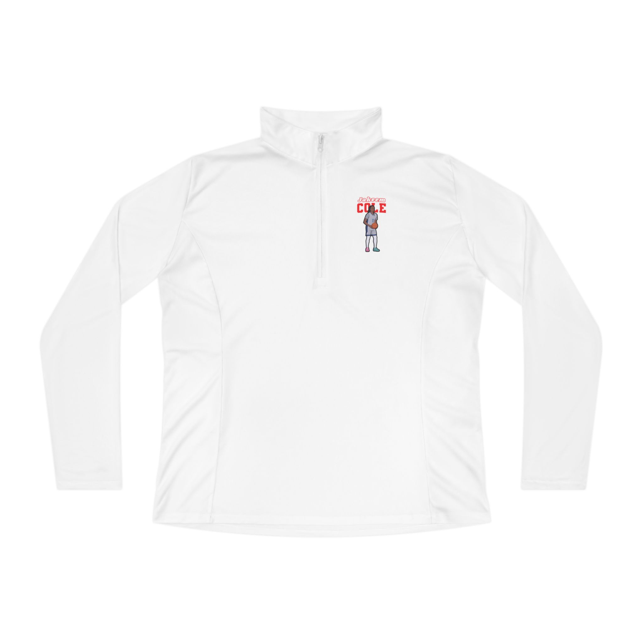Women's Q-Zip Pullover — character_name_arch in White
