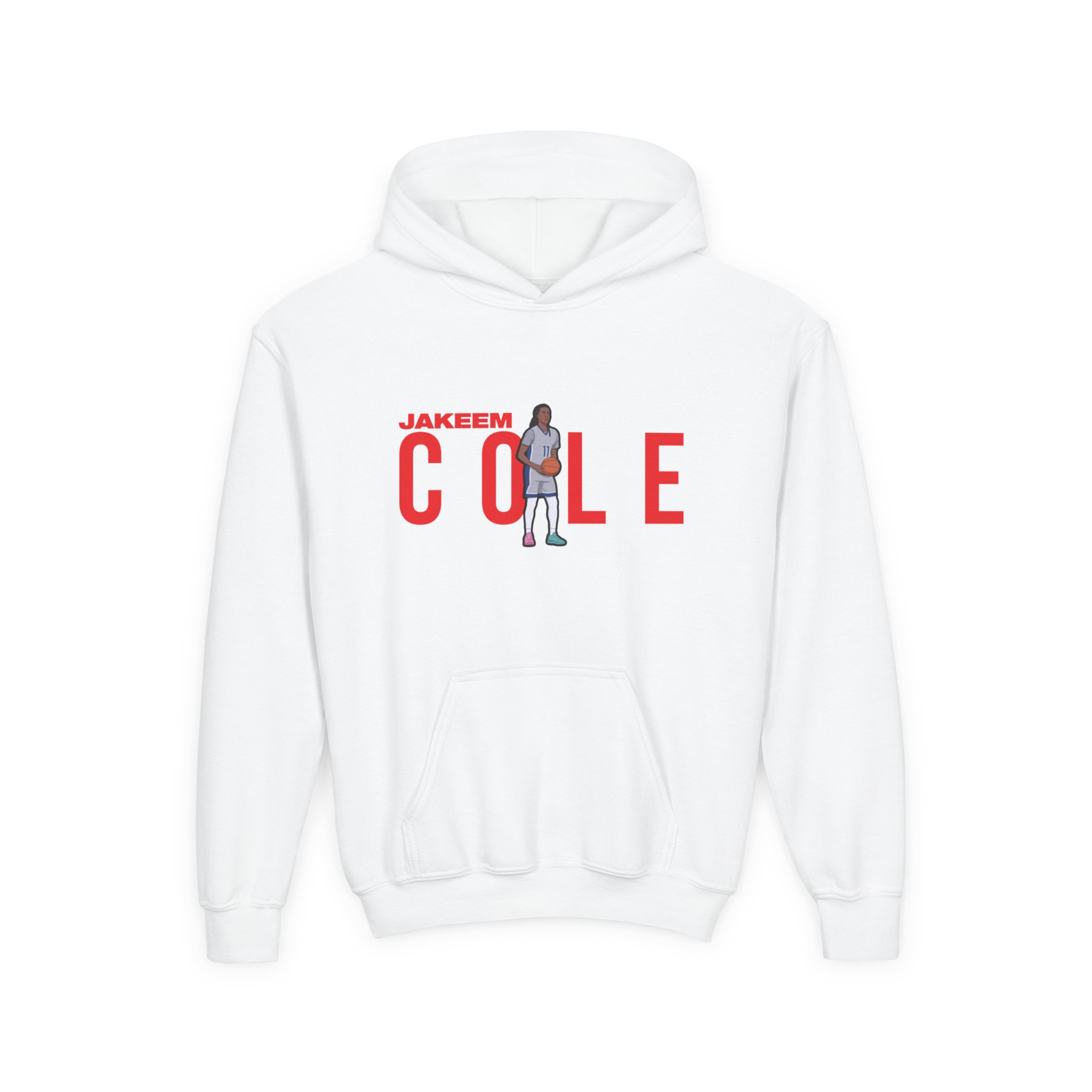Youth Hoodie — character_player_name in White