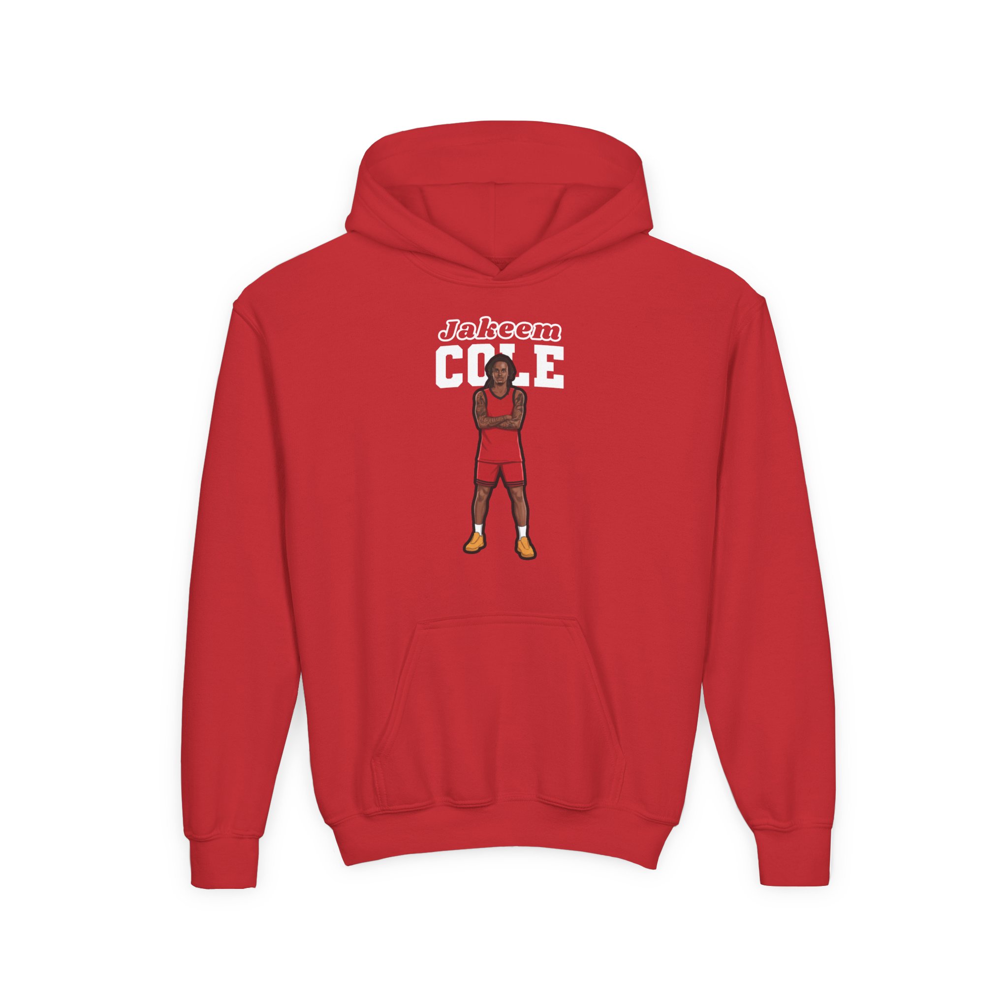 Youth Hoodie — character_name_arch in Red