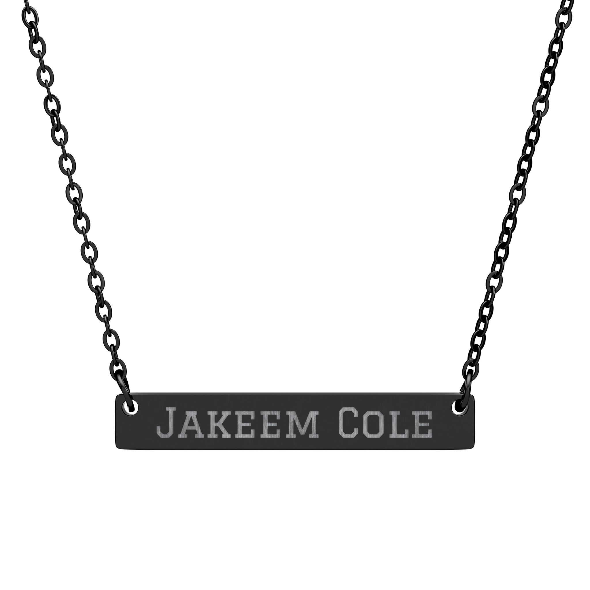 Engraved Bar Necklace — Classic in Black