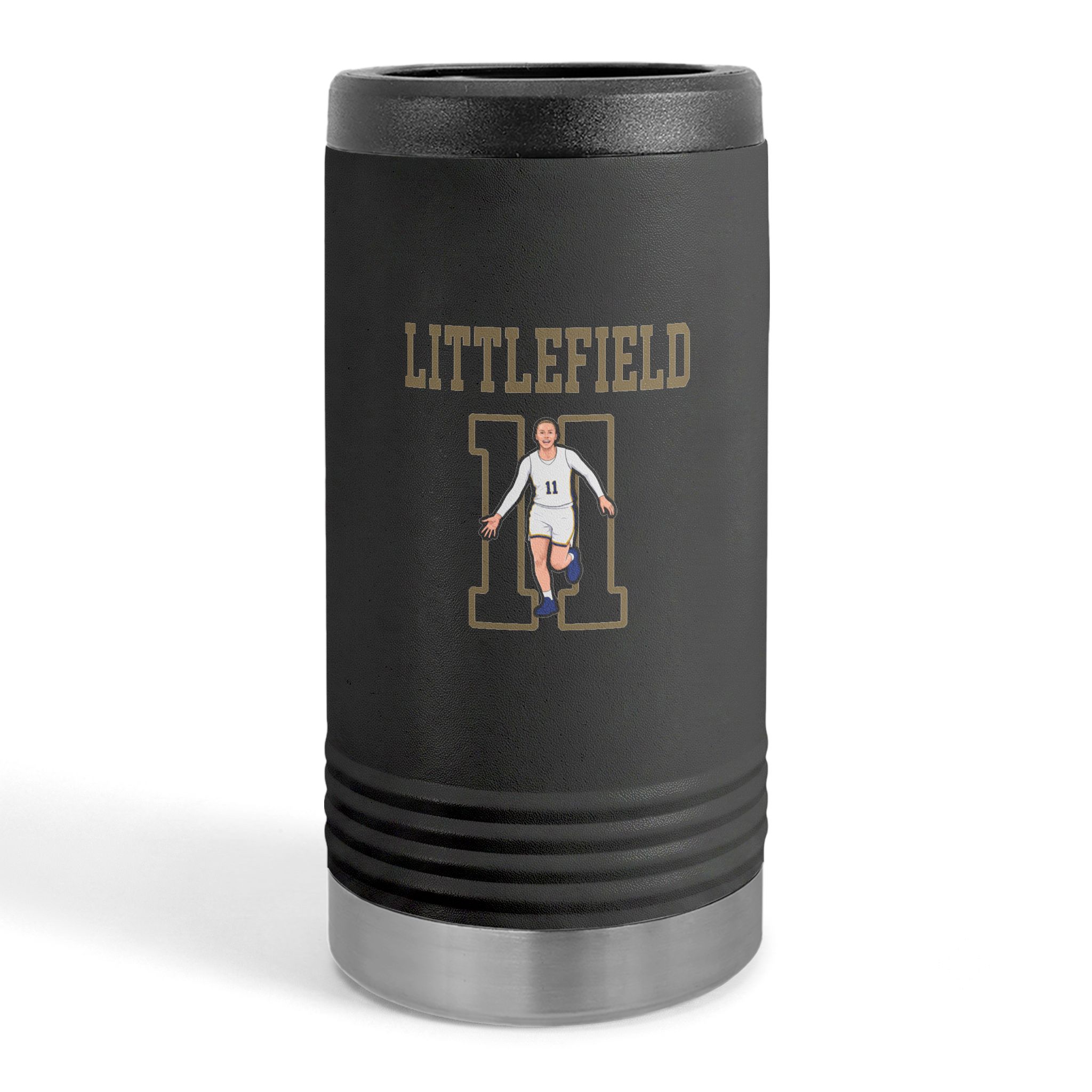 Slim Stainless Can Cooler — character_shirsey in Black
