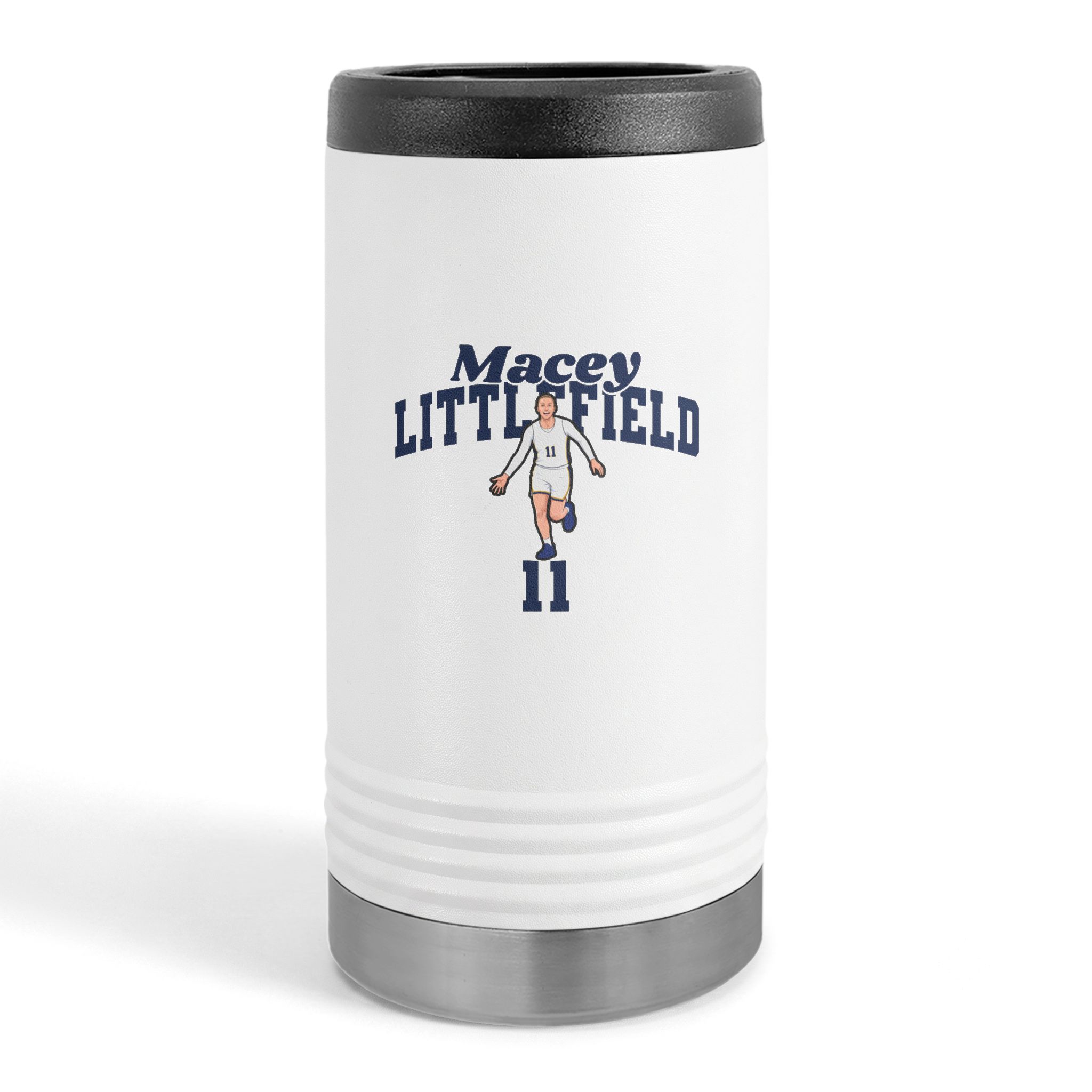 Slim Stainless Can Cooler — character_signature_arch in White