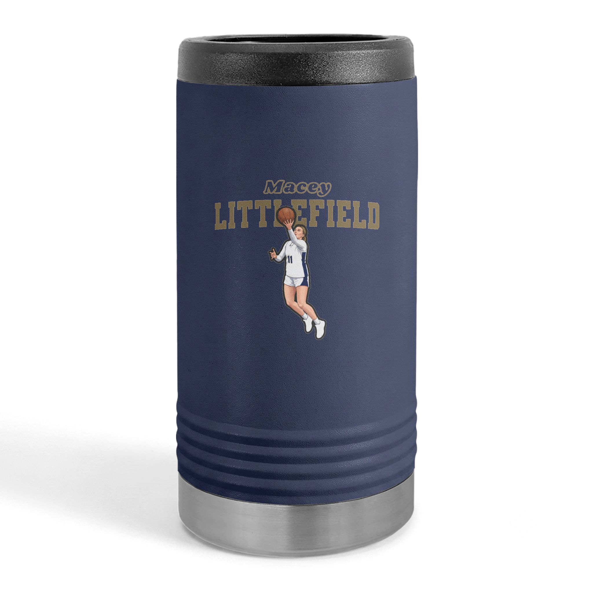 Slim Stainless Can Cooler — character_name_arch in Navy