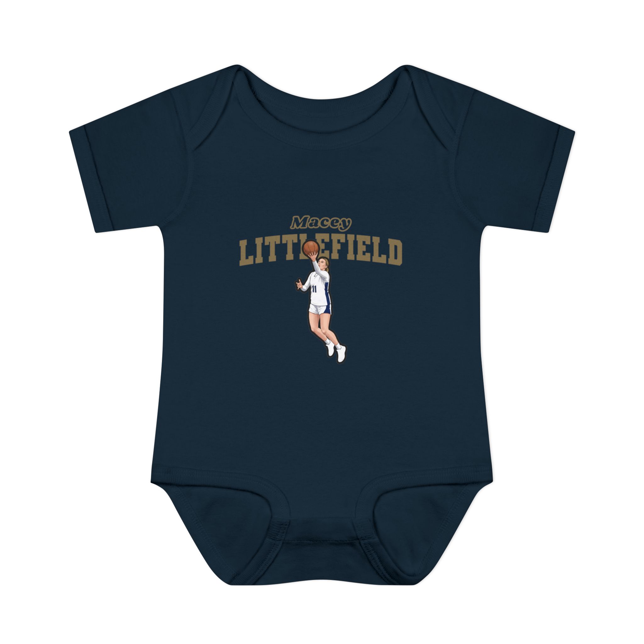 Baby Onesie — character_name_arch in Navy