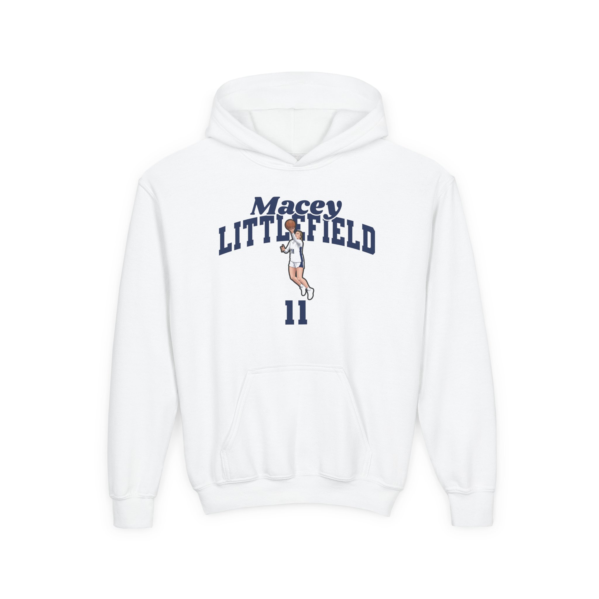 Youth Hoodie — character_signature_arch in White