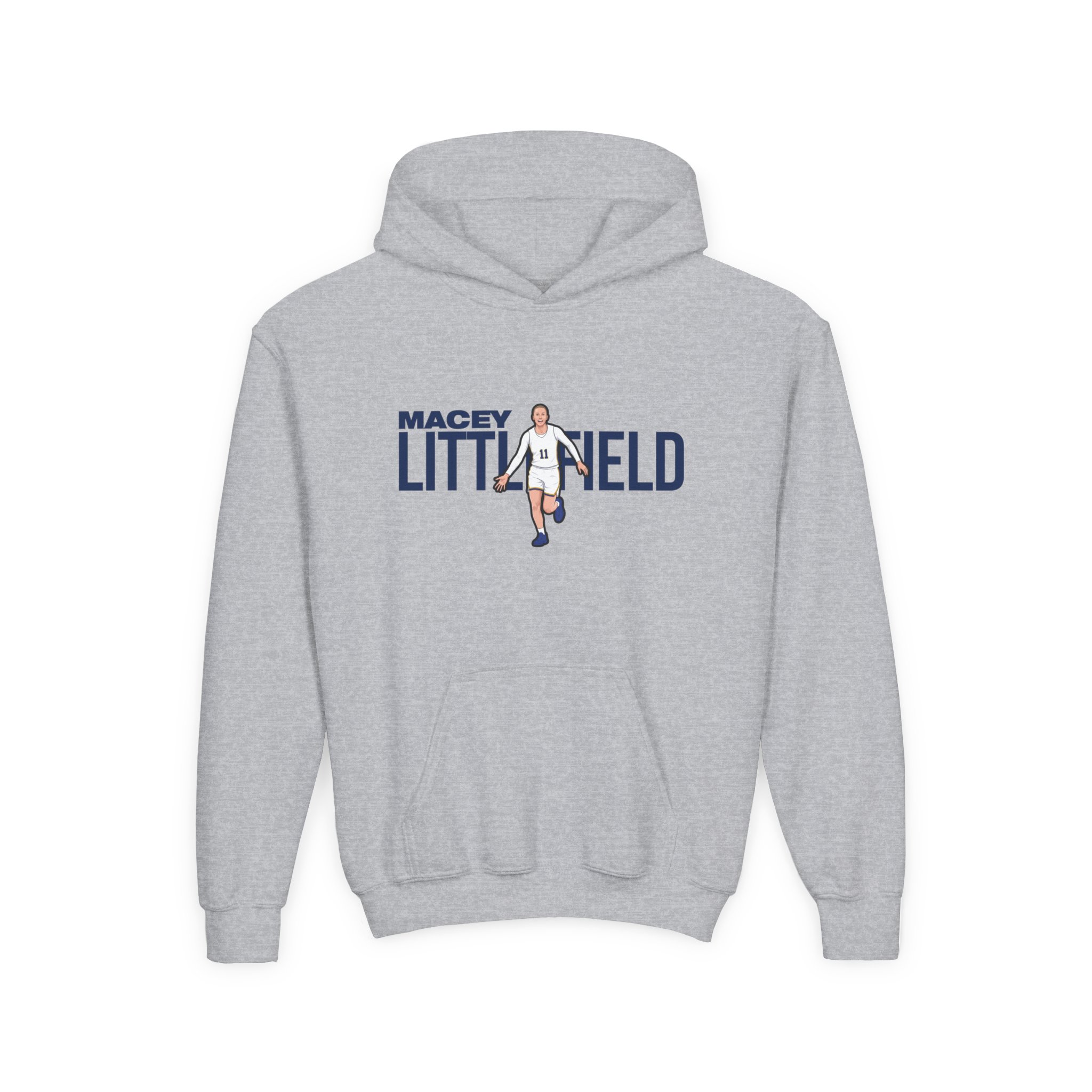 Youth Hoodie — character_player_name in Grey