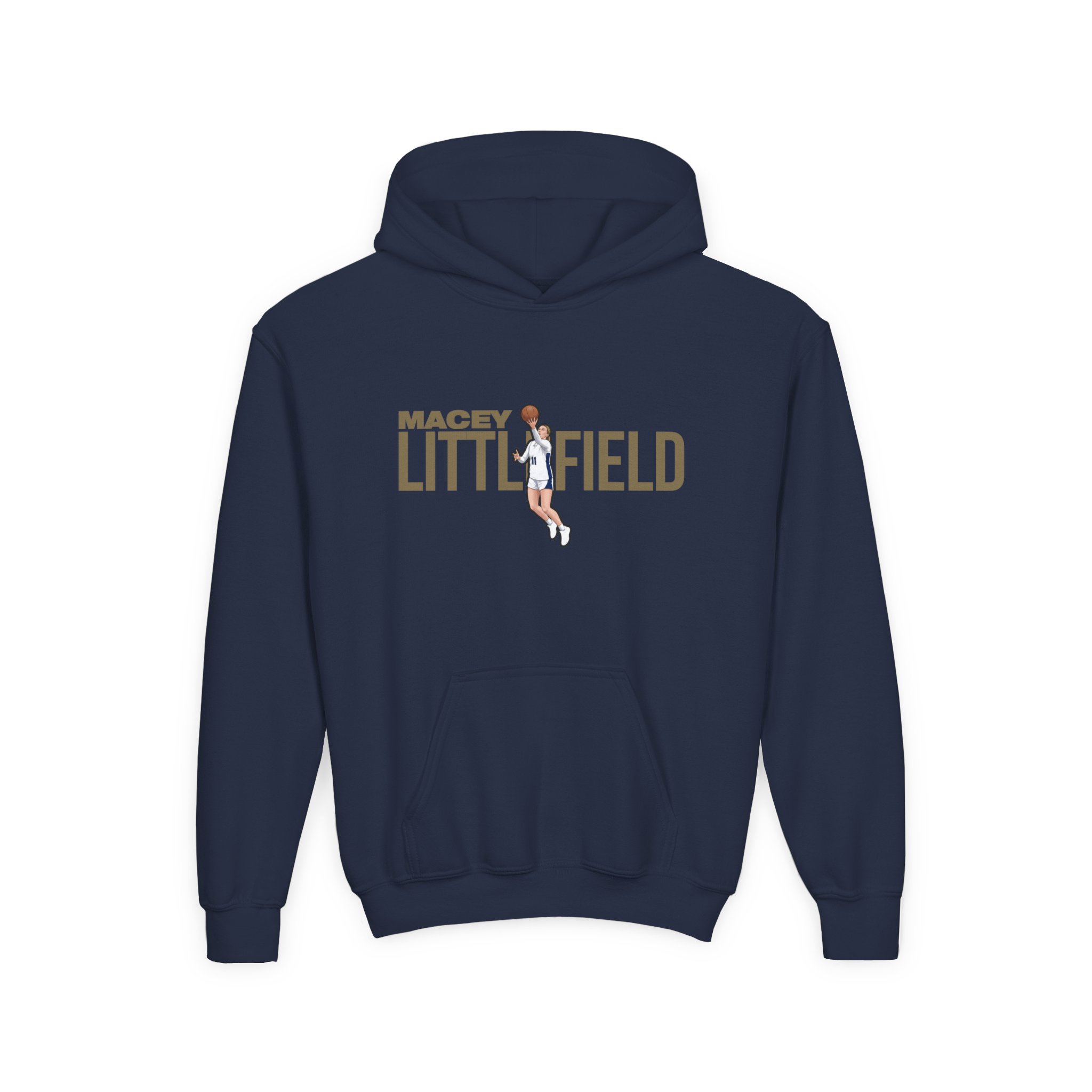 Youth Hoodie — character_player_name in Navy