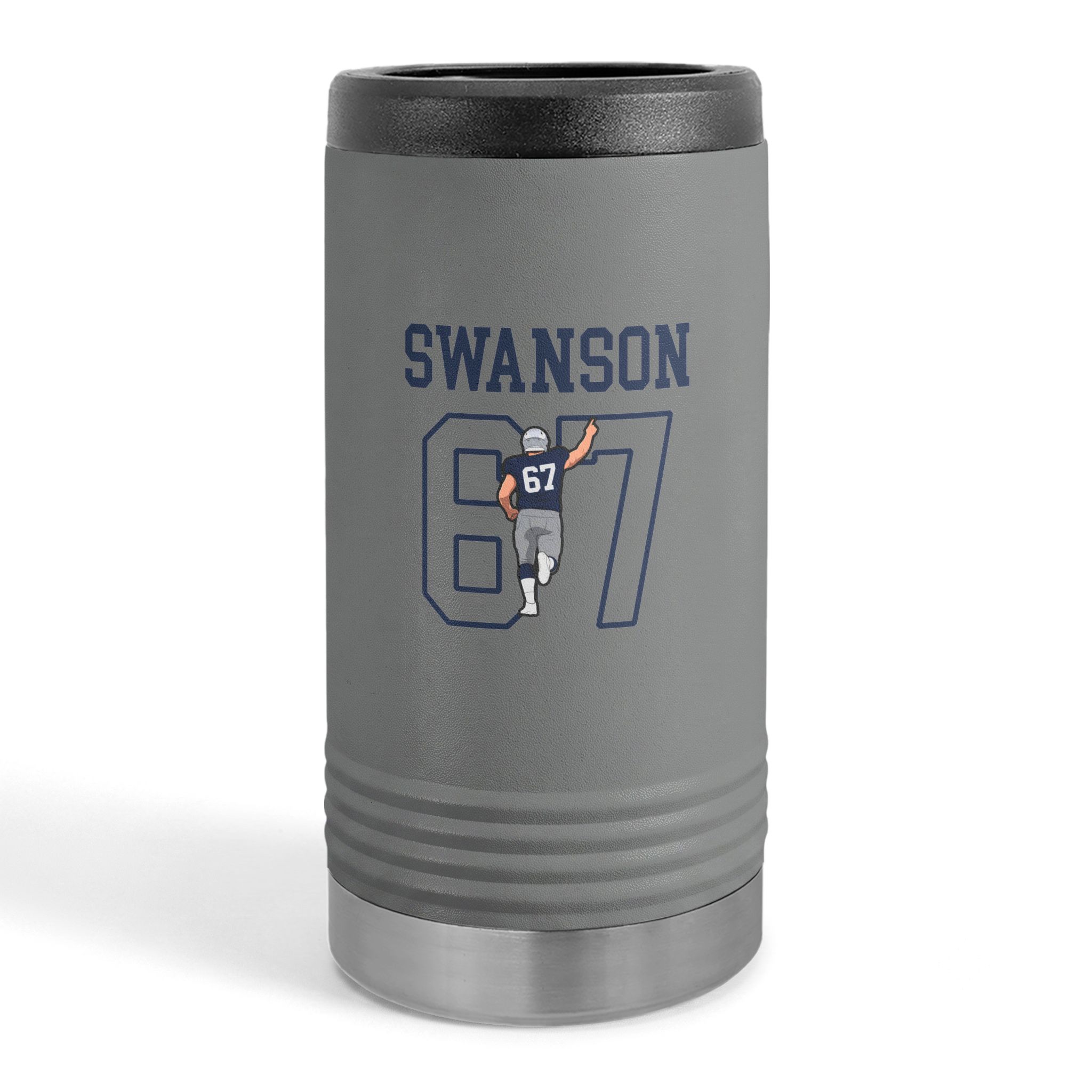 Slim Stainless Can Cooler — character_shirsey in Grey