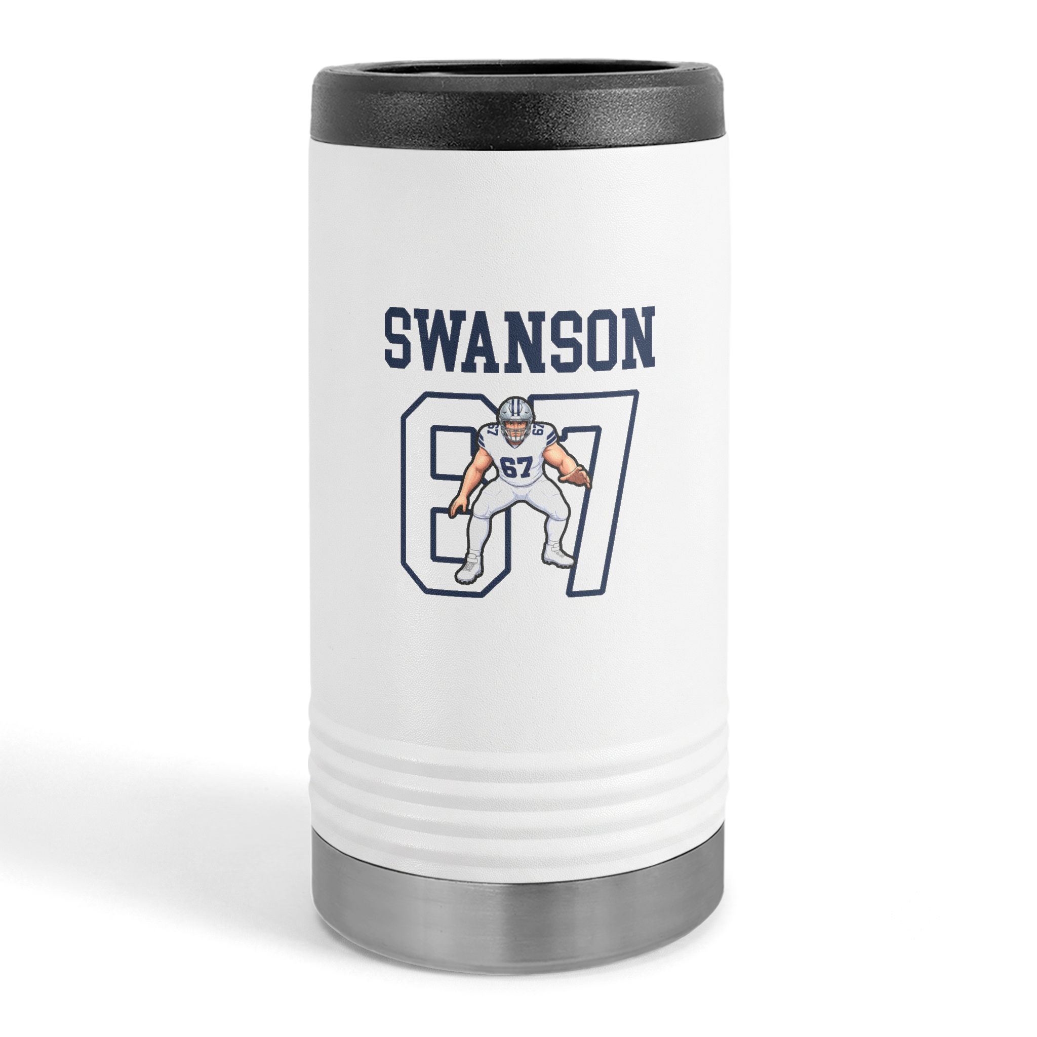 Slim Stainless Can Cooler — character_shirsey in White