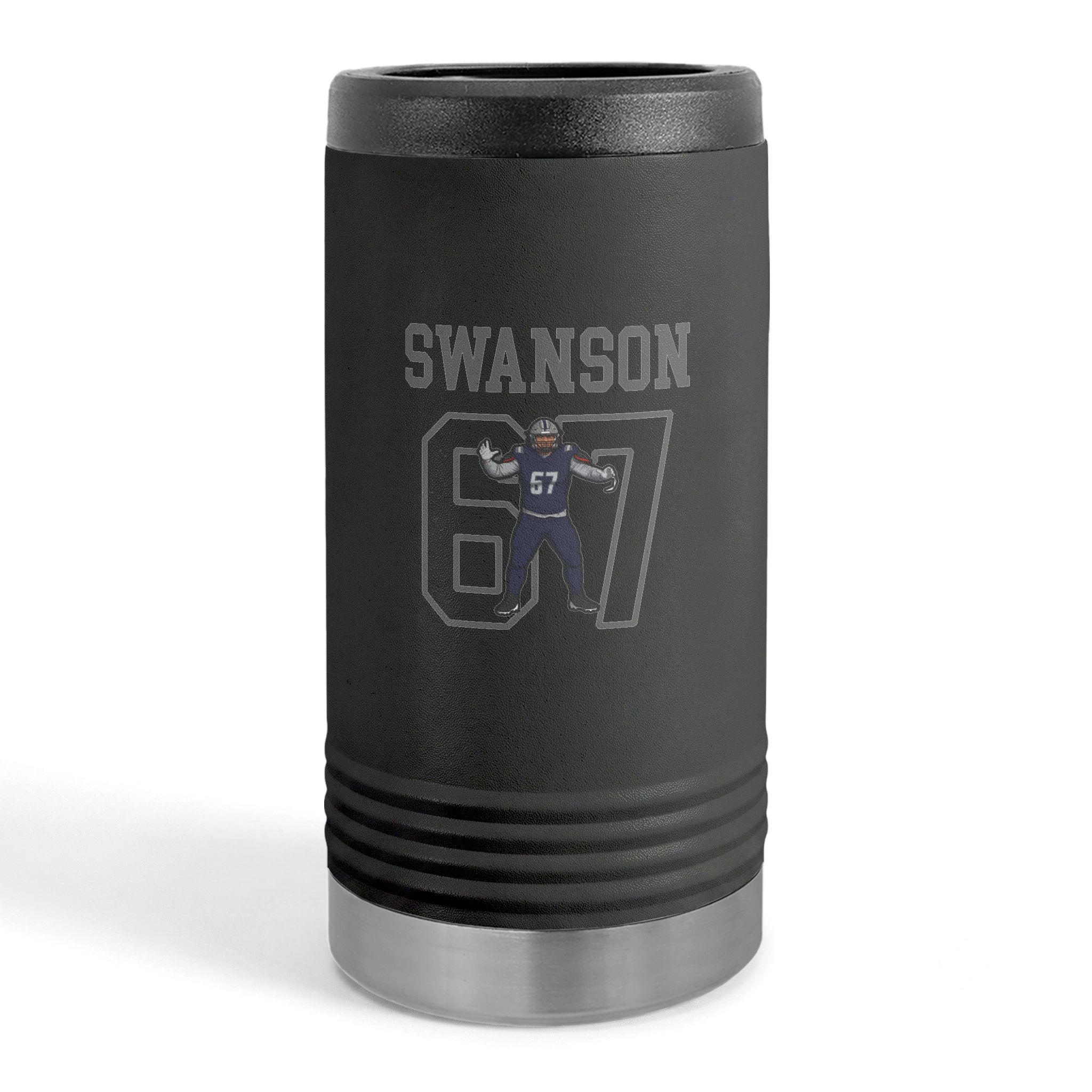 Slim Stainless Can Cooler — character_shirsey in Black