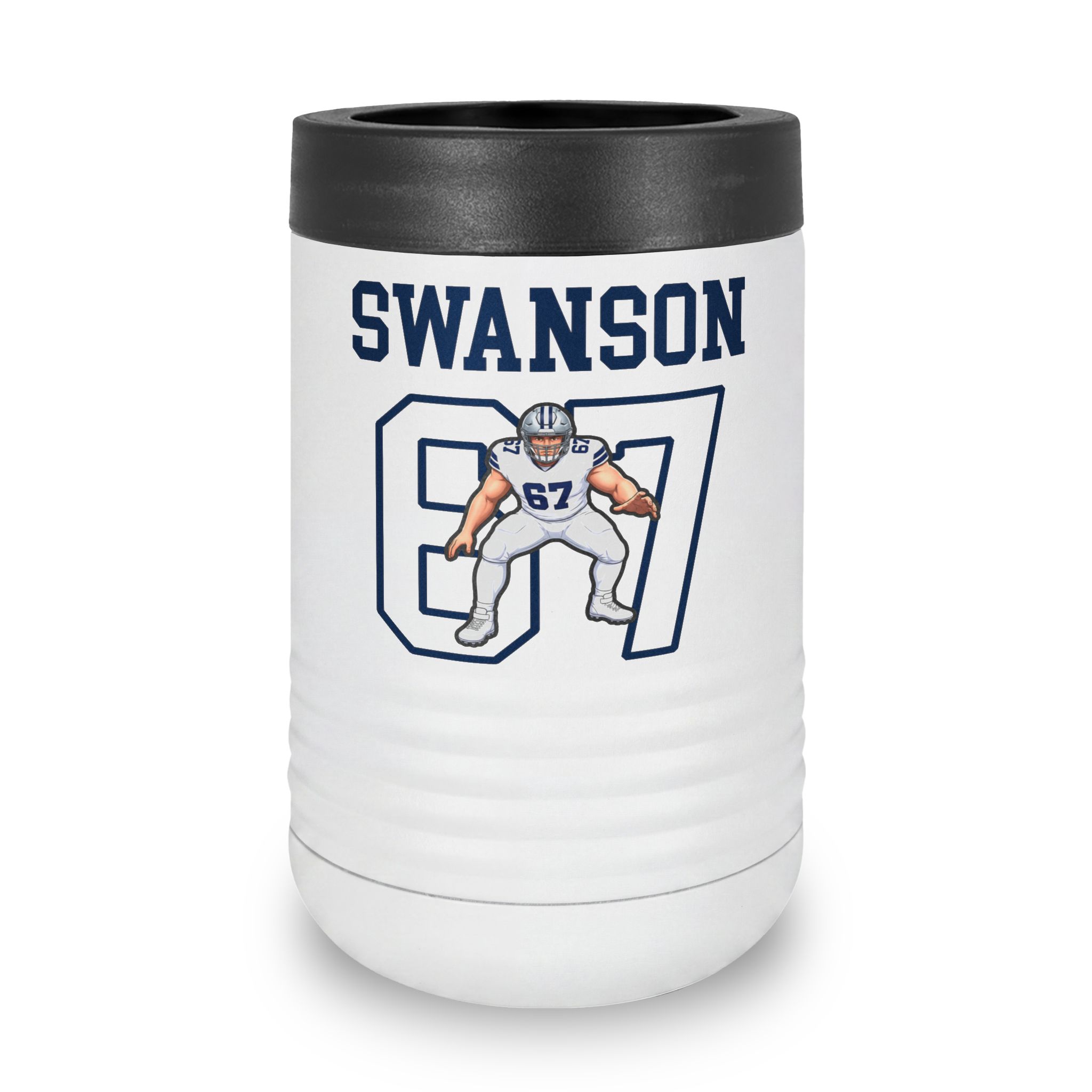 Stainless Can Cooler — character_shirsey in White