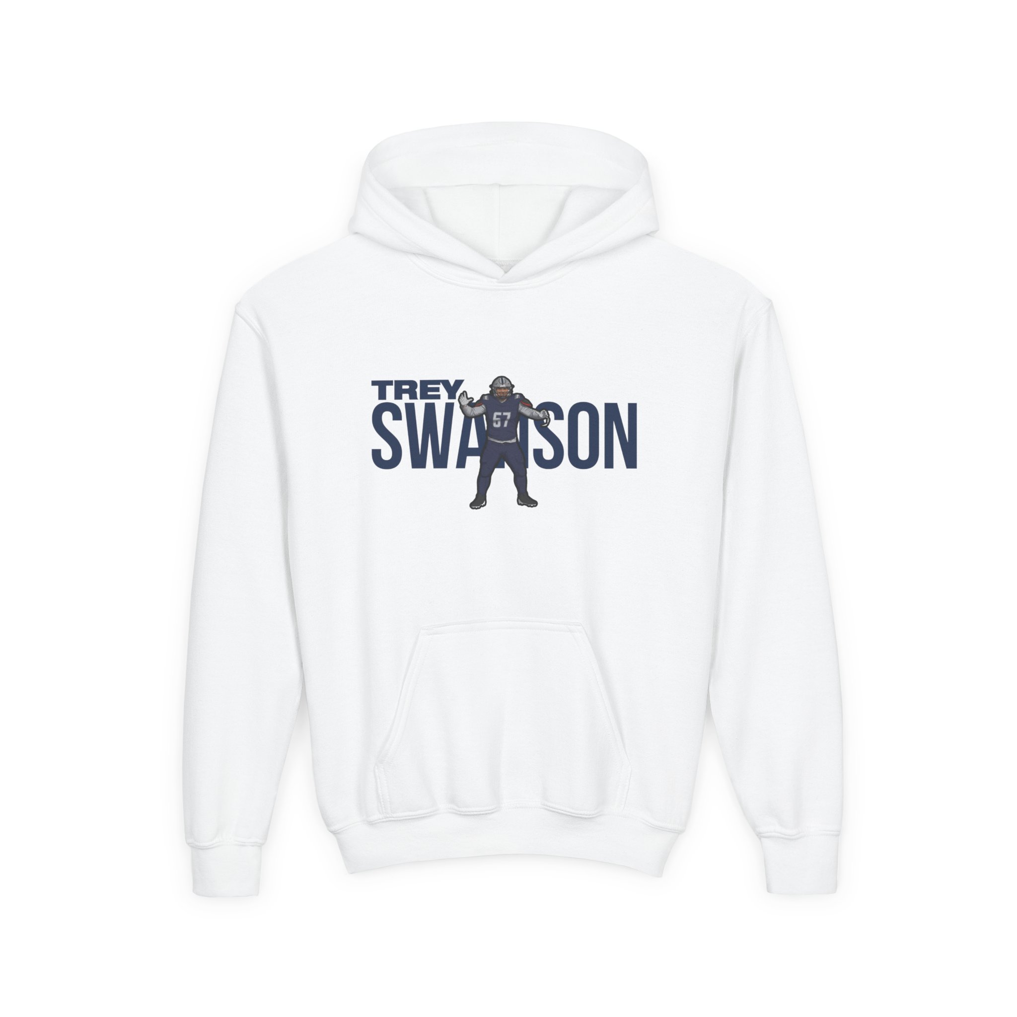 Youth Hoodie — character_player_name in White