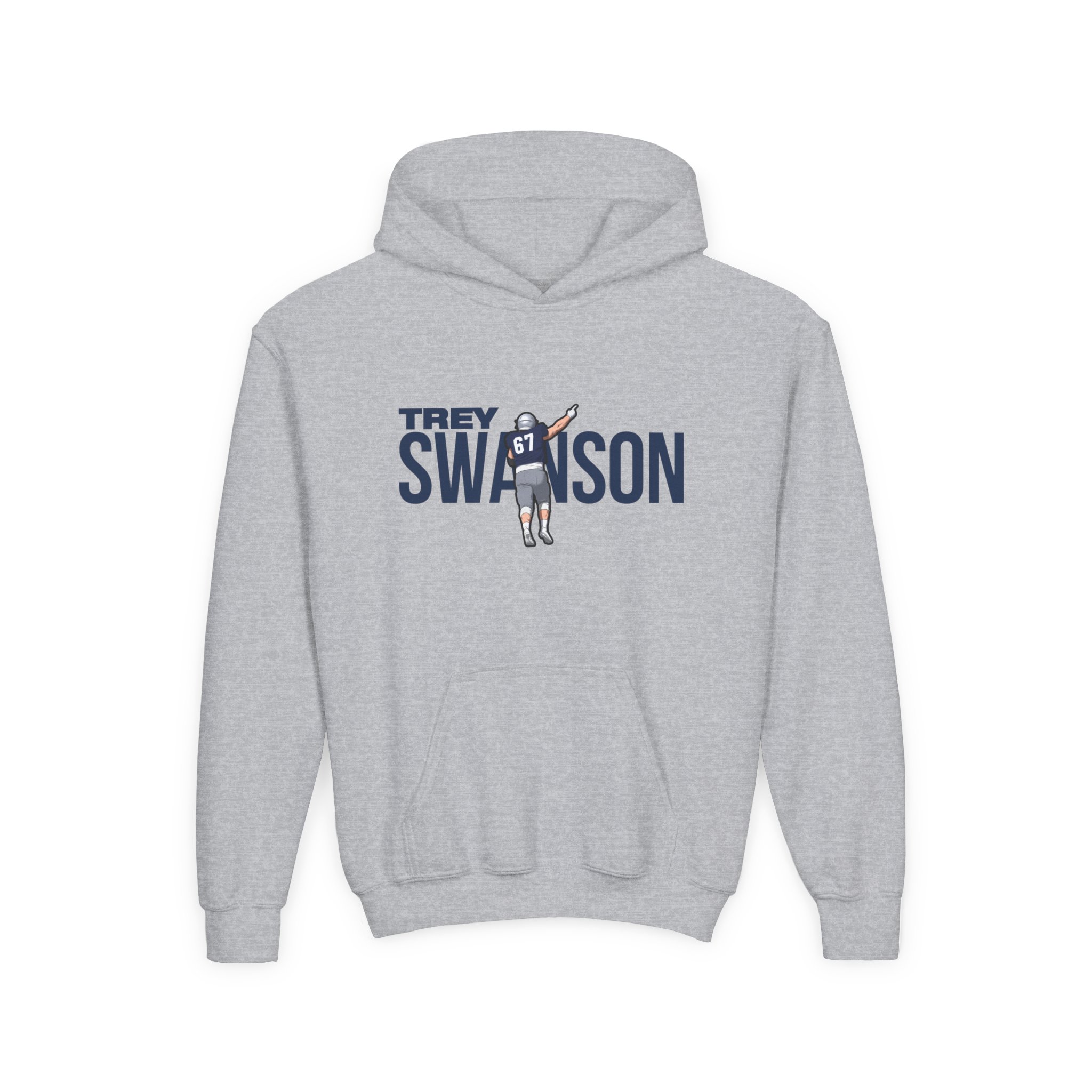 Youth Hoodie — character_player_name in Grey